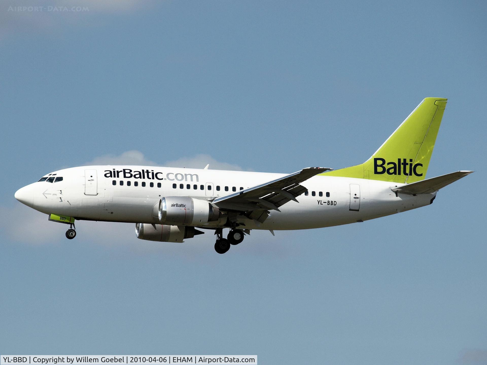YL-BBD, 1999 Boeing 737-53S C/N 29075, Landing on runway C18 of Amsterdam Airport