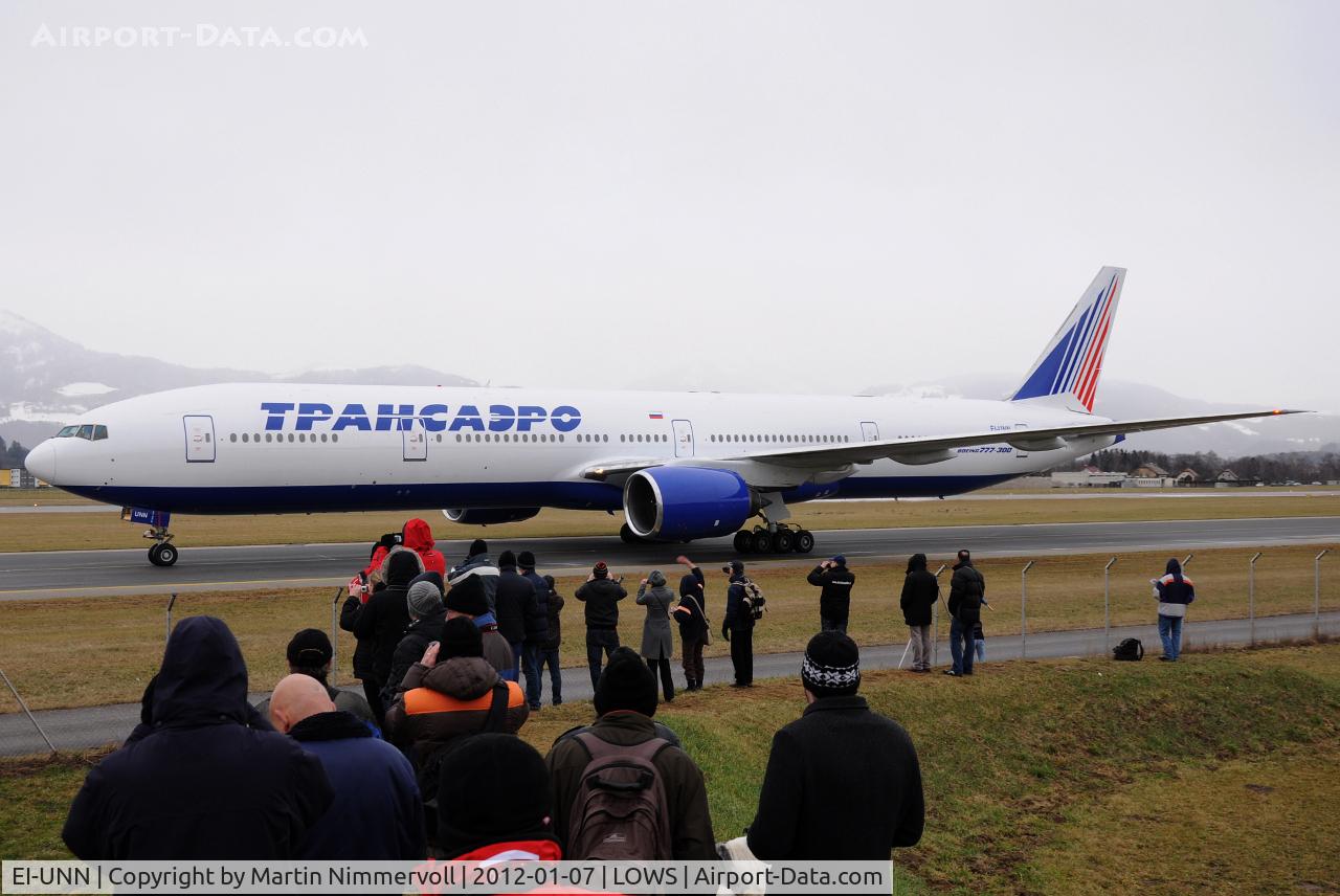EI-UNN, 1998 Boeing 777-312 C/N 28517, Transaero Airlines - First visit of a 777-300 to Salzburg!