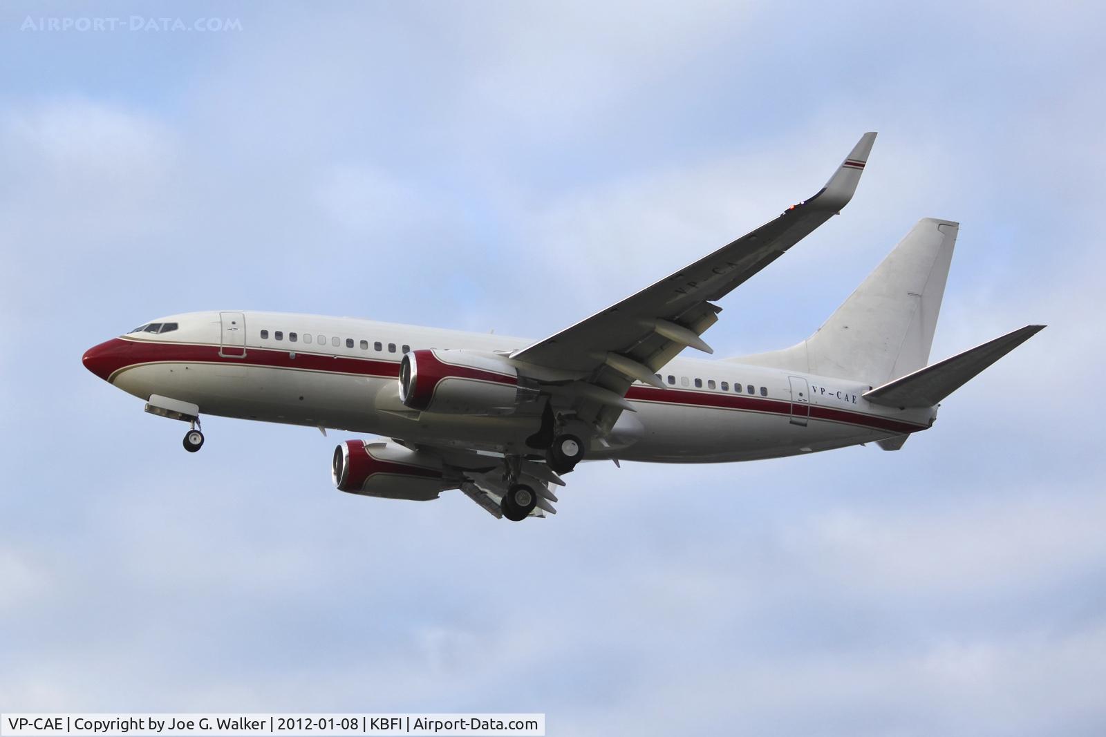 VP-CAE, 2011 Boeing 737-7KK BBJ C/N 38608, Seen on approach was this 737-7KK BBJ. Aircraft originally destined by Pacific Sky Aviation but acquired by Crocus Group to replace their G450.
