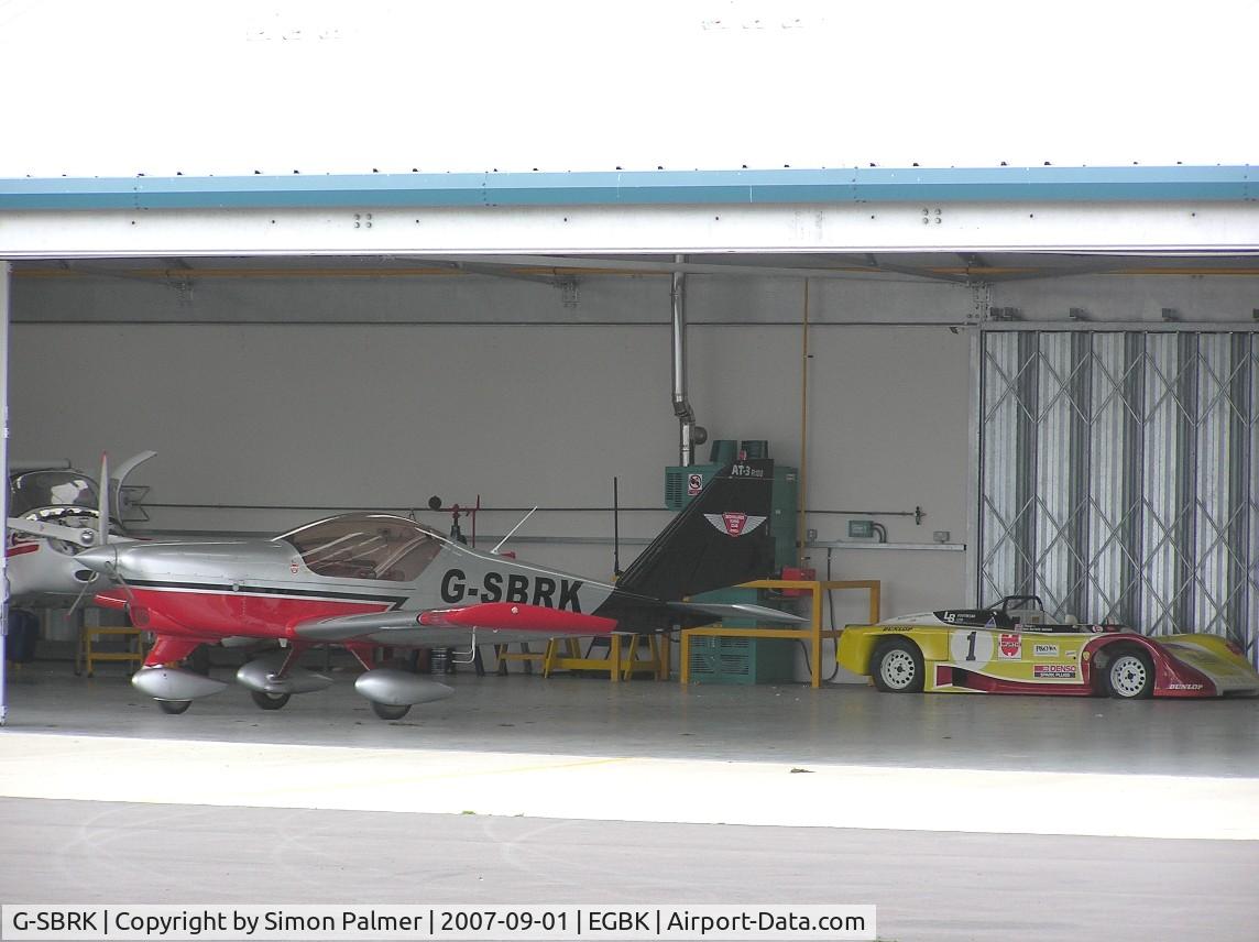 G-SBRK, 2007 Aero AT-3 R100 C/N AT3-021, Hangar contents at Sywell - note the Racing Car
