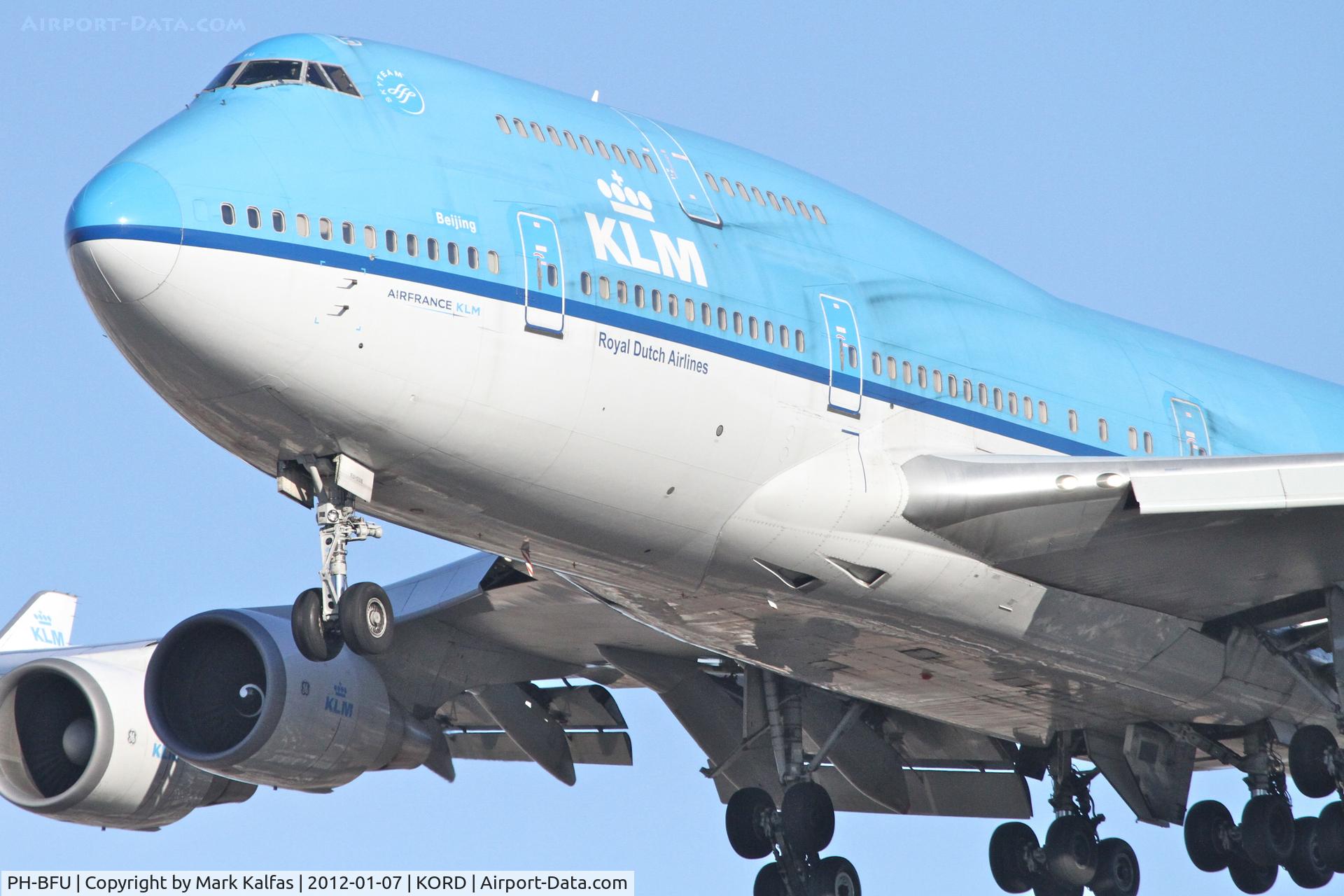 PH-BFU, 1997 Boeing 747-406BC C/N 28196, KLM Boeing 747-406BC PH-BFC, KLM47 RWY 28 approach KORD, enroute from EHAM (Amsterdam Schiphol).