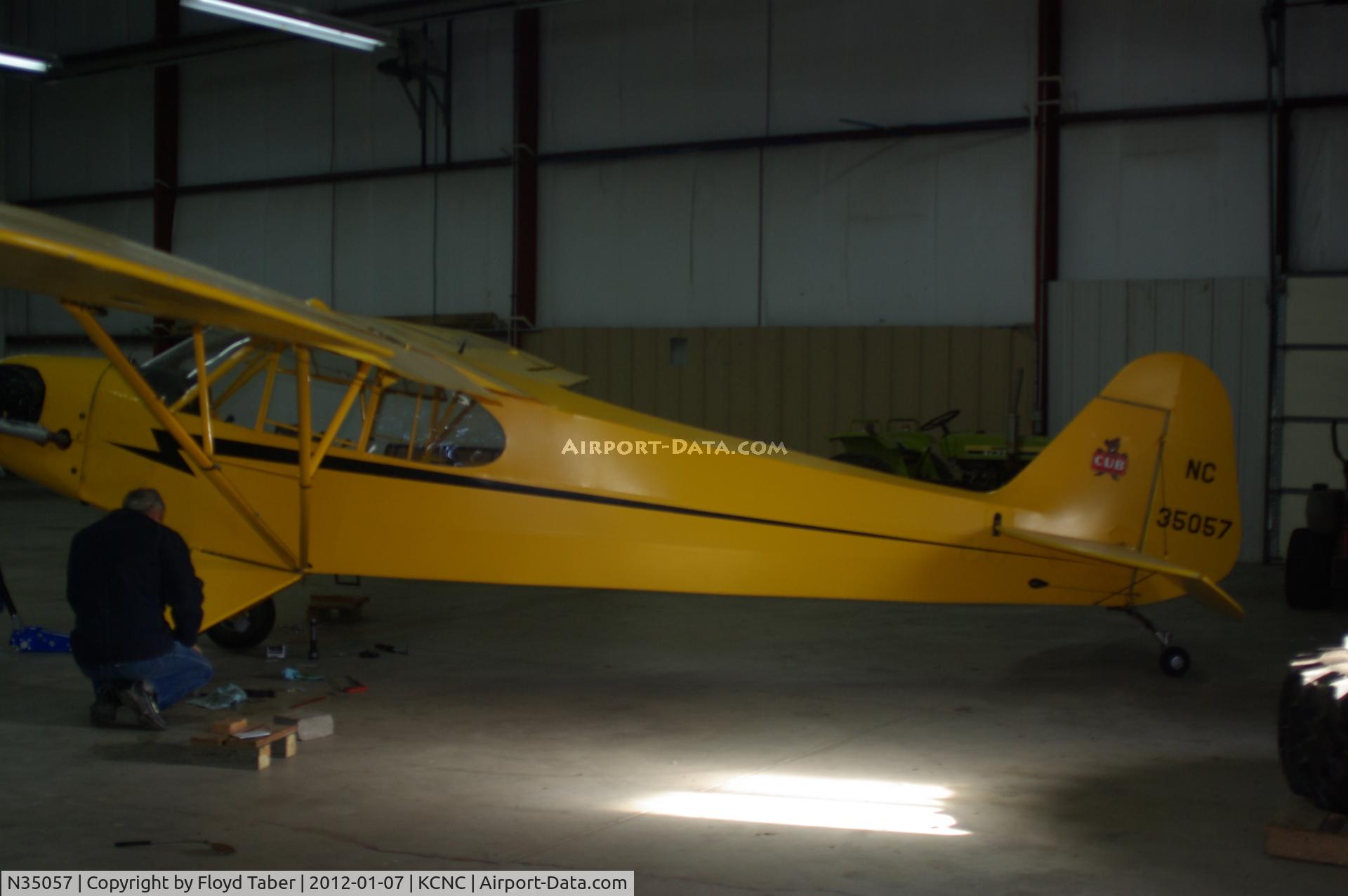 N35057, 1940 Piper J3L-65 Cub C/N 6063, In the Hangar for new brakes and some other minor repairs