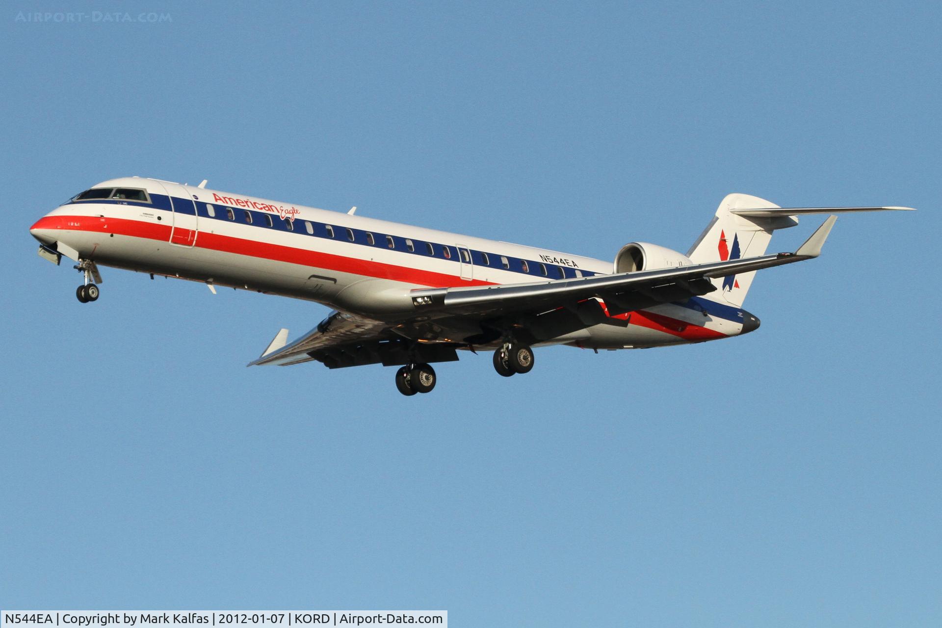 N544EA, Bombardier CRJ-702 (CL-600-2C10) Regional Jet C/N 10324, American Eagle Bombardier CL-600-2C10, EGF3601 arriving from KAUS, RWY 28 approach KORD