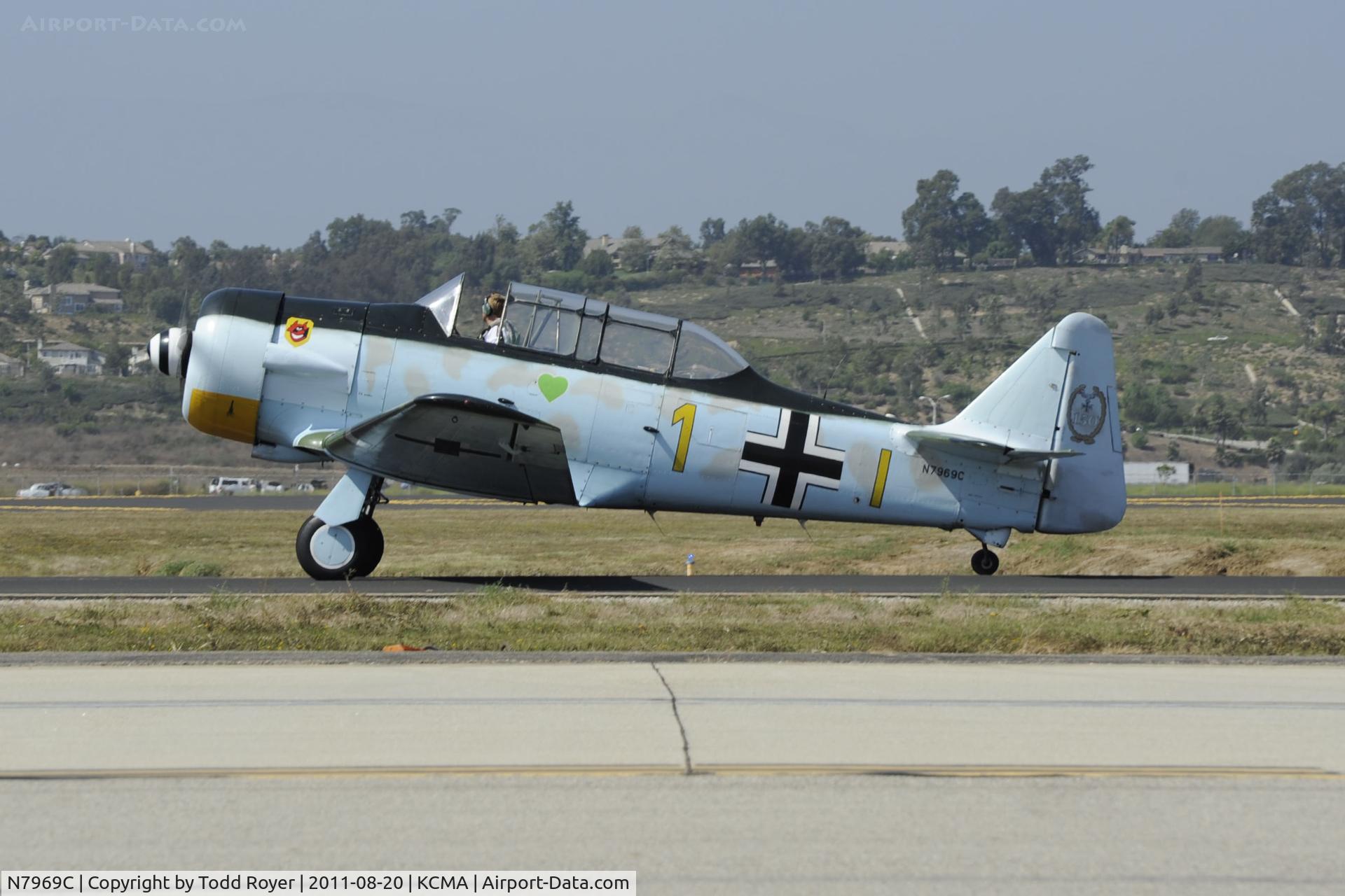 N7969C, North American SNJ-5 Texan Texan C/N 43974, Taxi for departure at Camarillo
