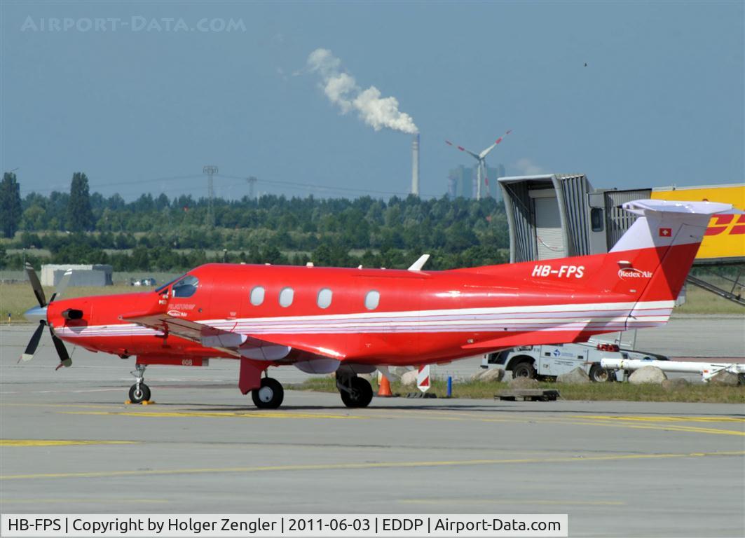 HB-FPS, 2005 Pilatus PC-12/45 C/N 608, Red swiss arrow on LEJ GAT.