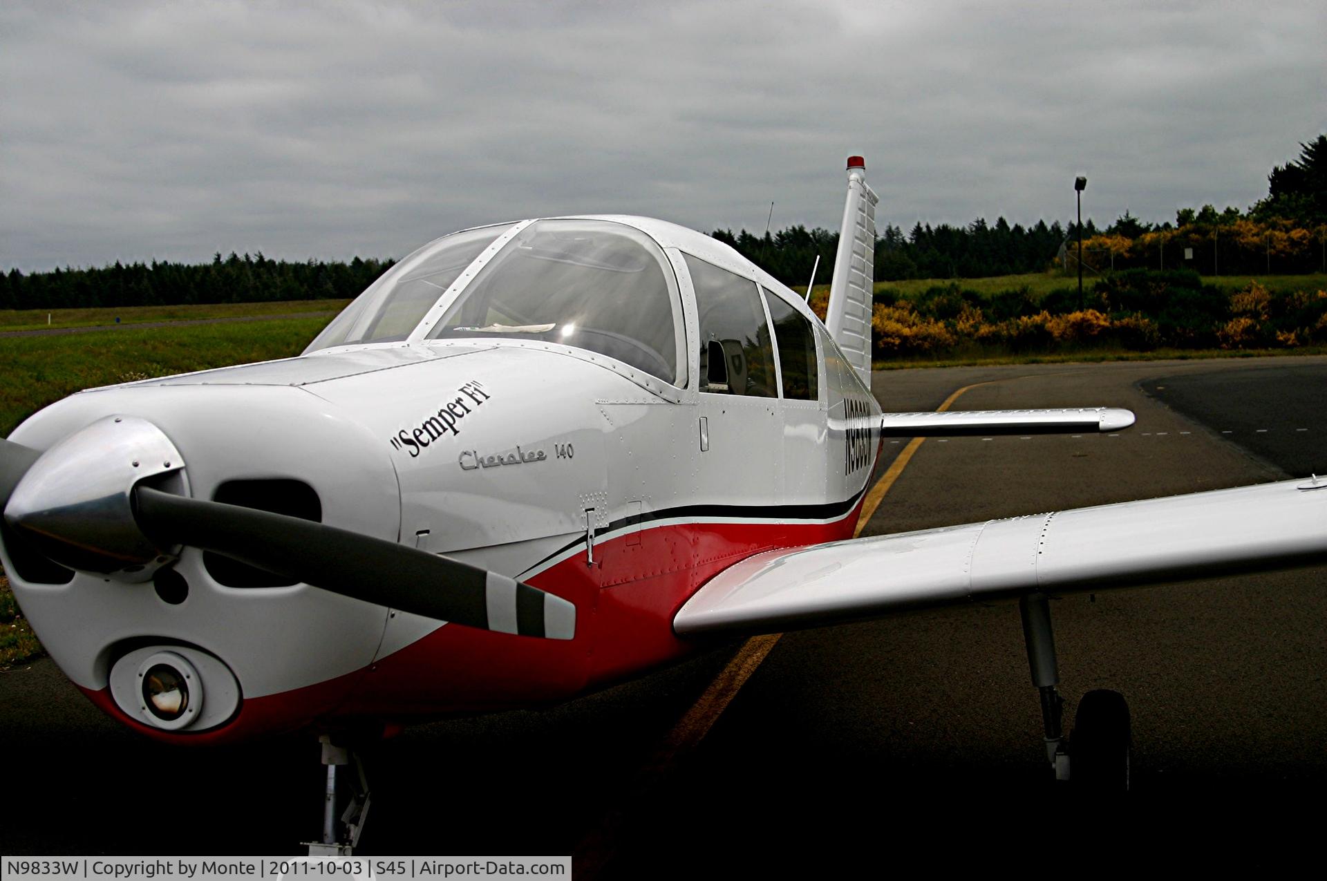 N9833W, 1967 Piper PA-28-140 C/N 28-23339, Aircraft is hangered at Siletz Bay State airport, Gleneden Beach, Oregon