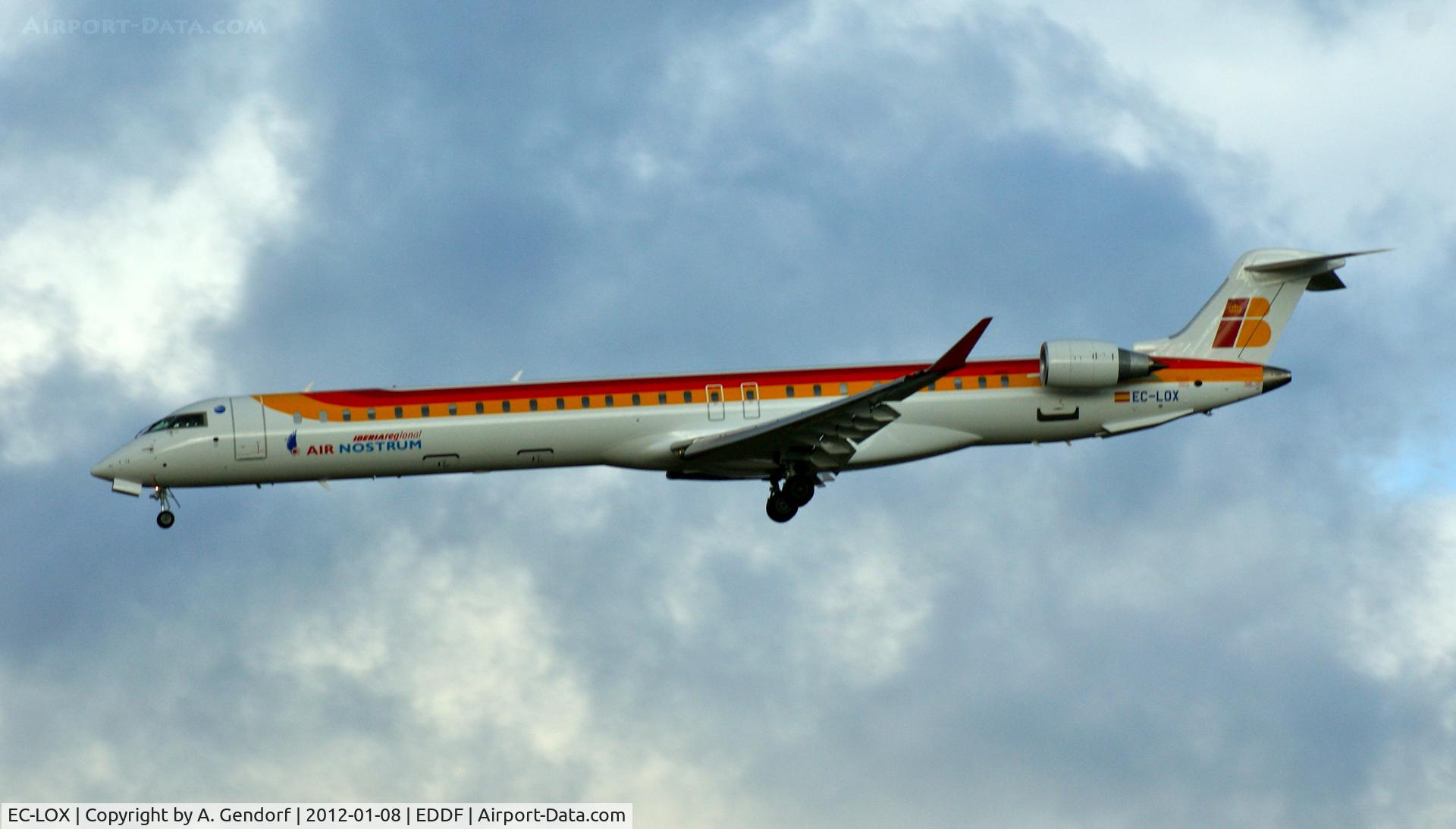 EC-LOX, 2011 Bombardier CRJ-1000ER NG (CL-600-2E25) C/N 19020, EC-LOX, CRJ-1000, Air Nostrum (Iberia Regional cs.) on short finals at Frankfurt