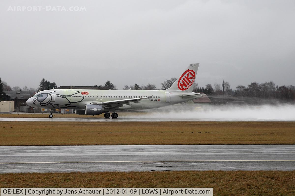 OE-LEX, 2006 Airbus A320-214 C/N 2867, Take off on a very wet rwy.