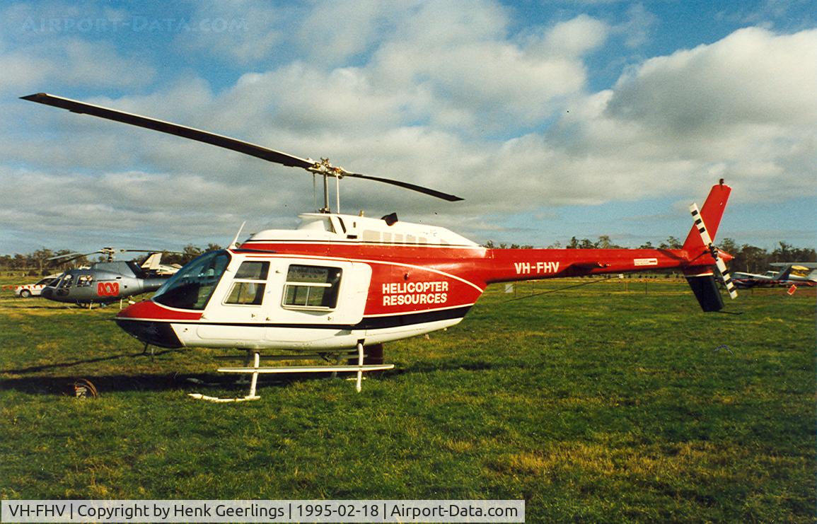 VH-FHV, Bell 206B JetRanger III C/N 3112, Helicopter Resources, Sky Race Tasmania, Valleyfield.