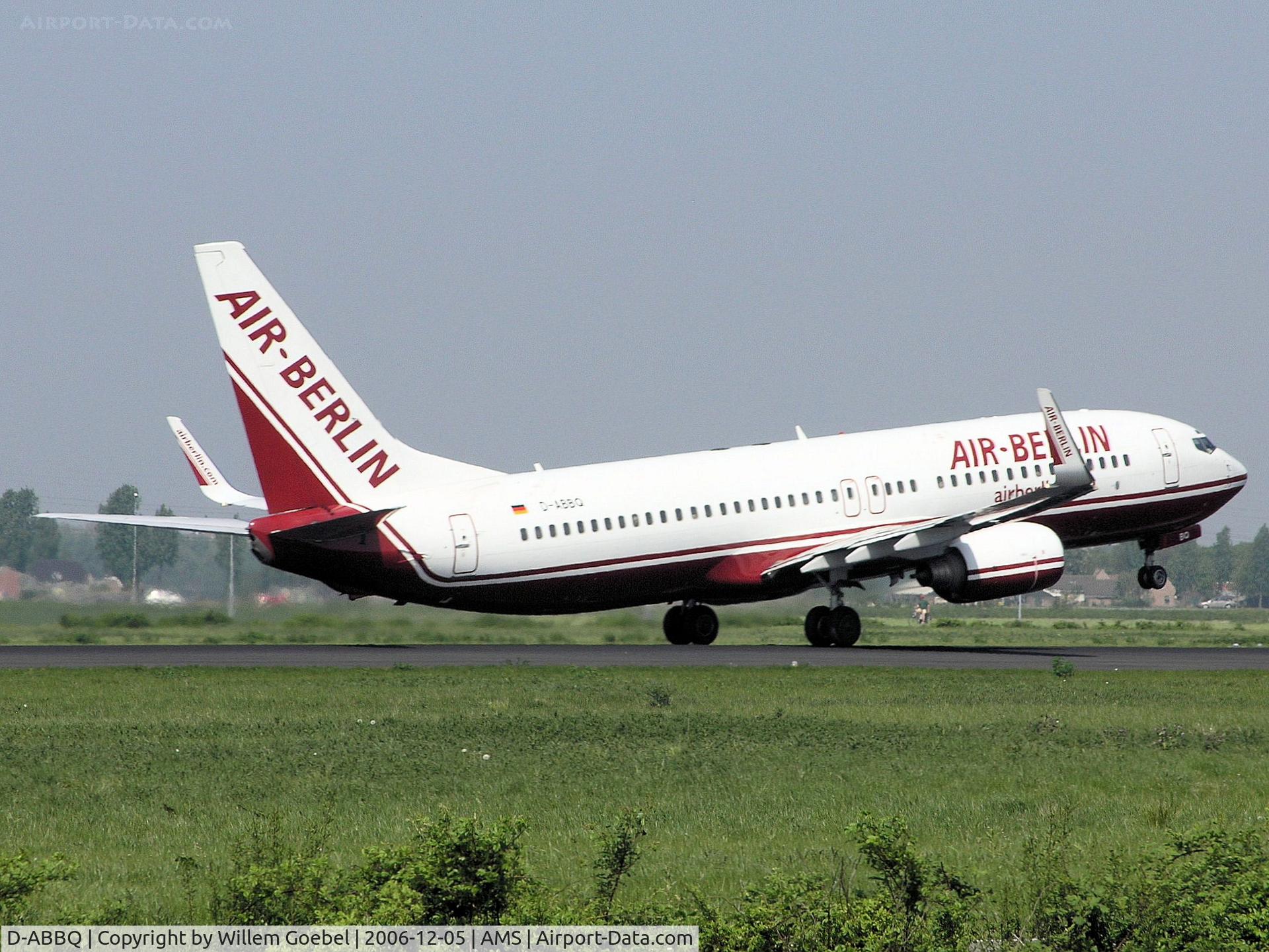 D-ABBQ, 1999 Boeing 737-86N C/N 28608, Take off from runway L36 of Amsterdam Airport