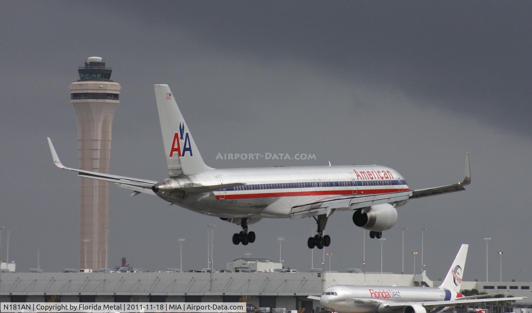 N181AN, 1999 Boeing 757-223 C/N 29591, Ominous skies of approaching rain storm at MIA near El Dorado