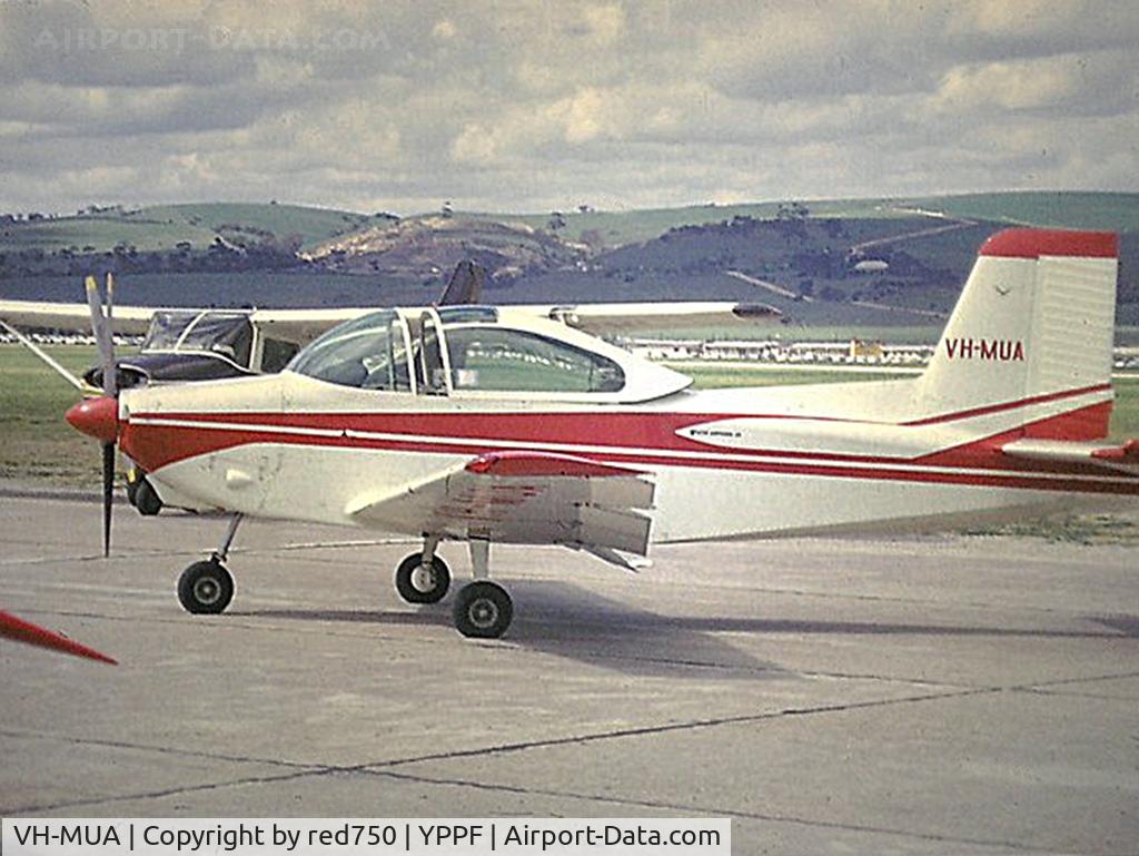 VH-MUA, 1964 Victa Airtourer 115 C/N 63, Grainy shot scanned from a slide taken at Parafield at an airshow around 1963. The aircraft was written off in a crash in 1983.