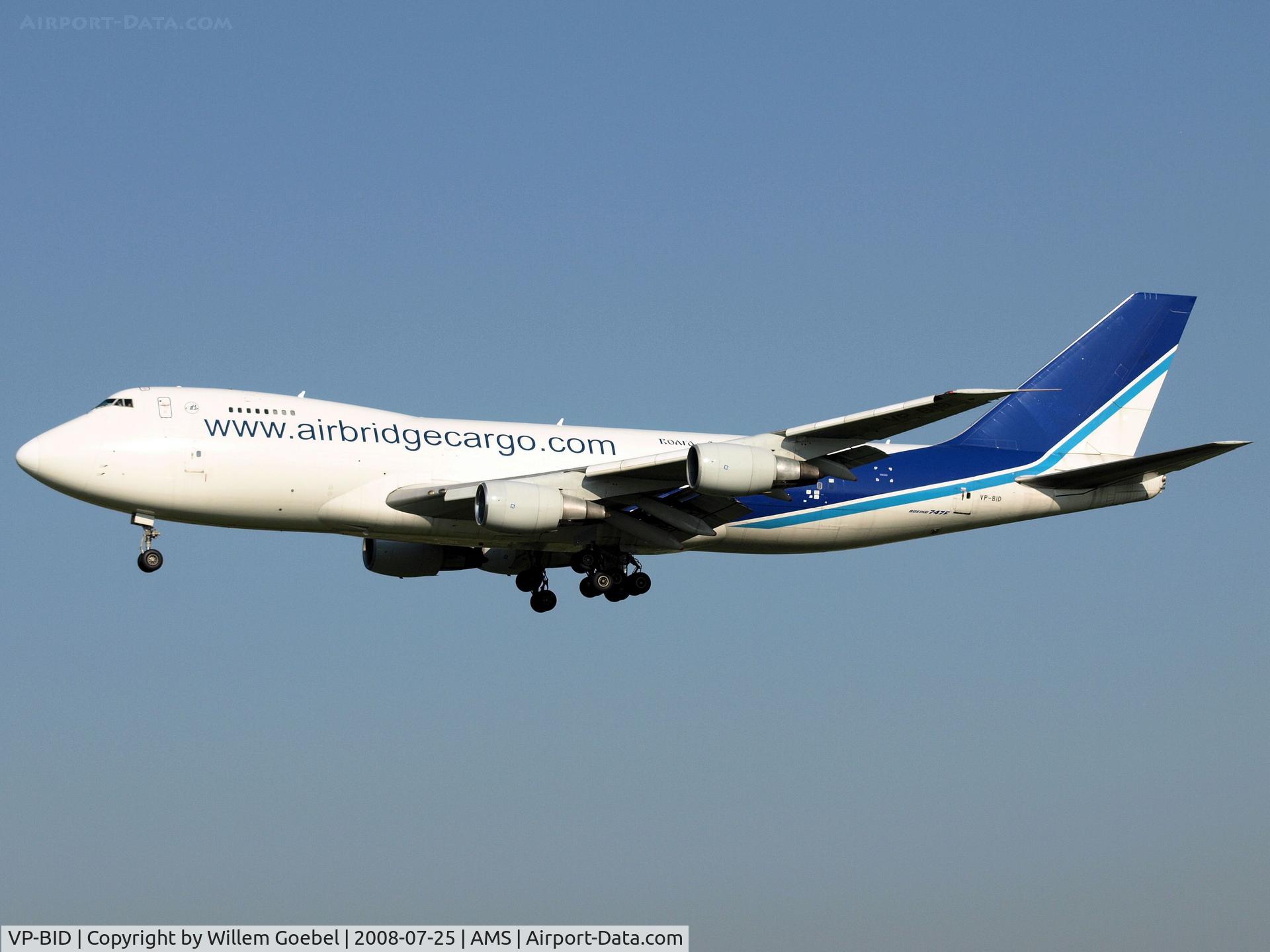 VP-BID, 1985 Boeing 747-281F/SCD C/N 23139, Landing on runway C18 of Amstrdam Airport