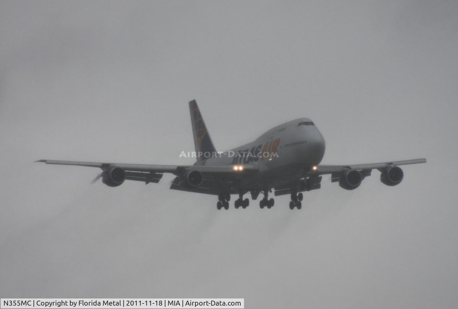 N355MC, 1985 Boeing 747-341 C/N 23395, 747-300s have always been rare in the U.S.  When I saw that Atlas was bringing one, I made sure I got to El Dorado to see it land.  Unfortunately the rain beat it there, so it is landing in a down pour.