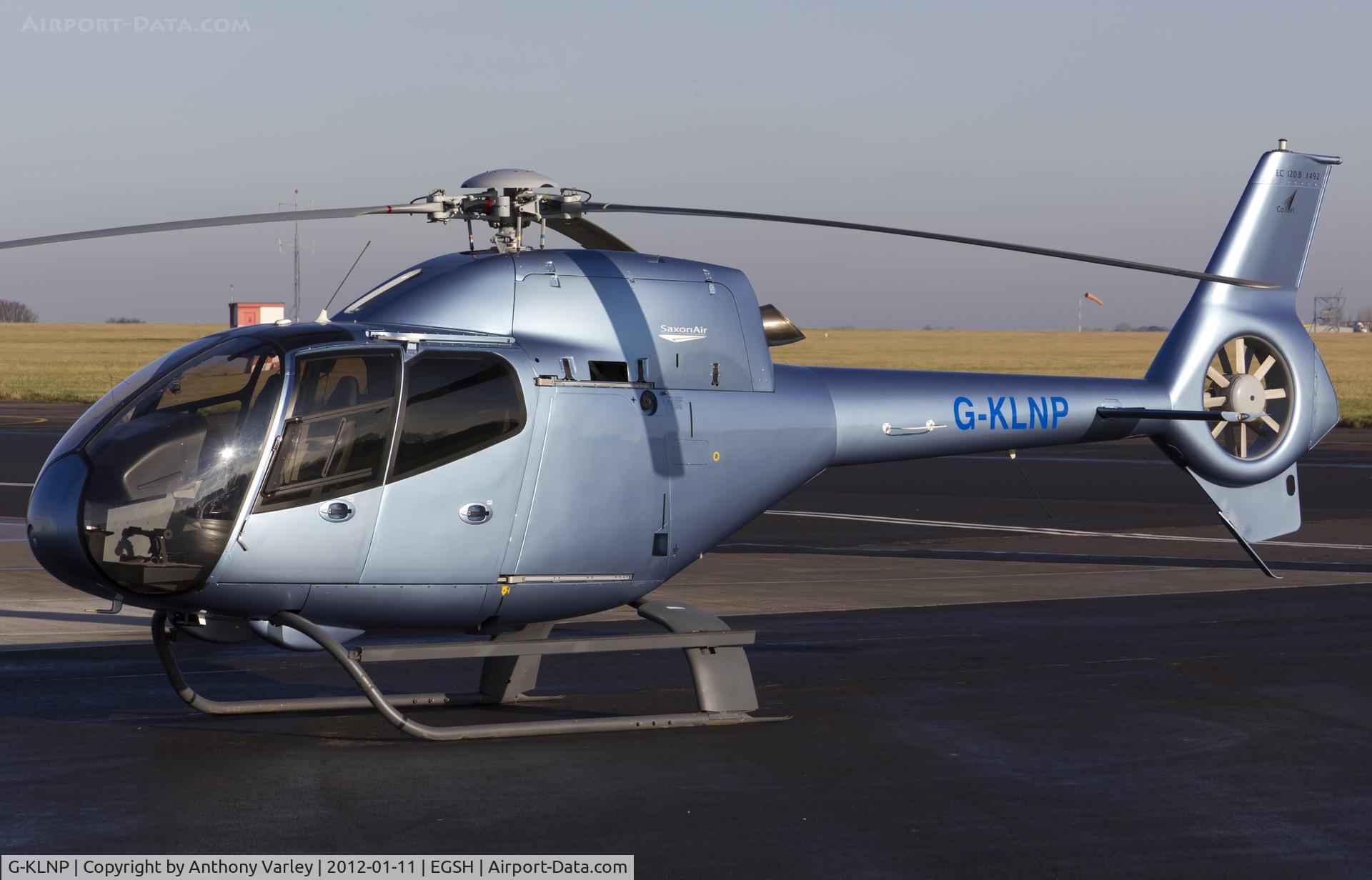 G-KLNP, 2007 Eurocopter EC-120B Colibri C/N 1492, Sat on stand at SaxonAir.