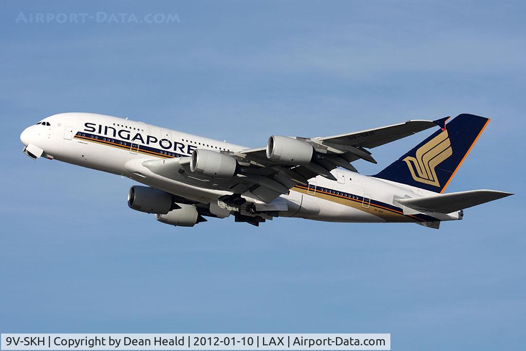 9V-SKH, 2008 Airbus A380-841 C/N 021, Singapore Airlines 9V-SKH (FLT SIA11) climbing out from RWY 24R en route to Narita Int'l (RJAA/NRT).