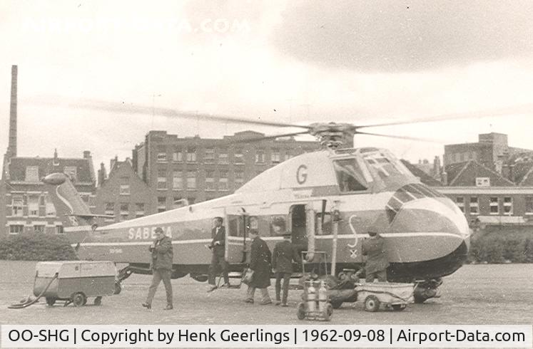 OO-SHG, 1956 Sikorsky S-58C C/N 58-324, Sabena. 

Rotterdam Heliport ; Arrival from Melsbroek - Brussels.