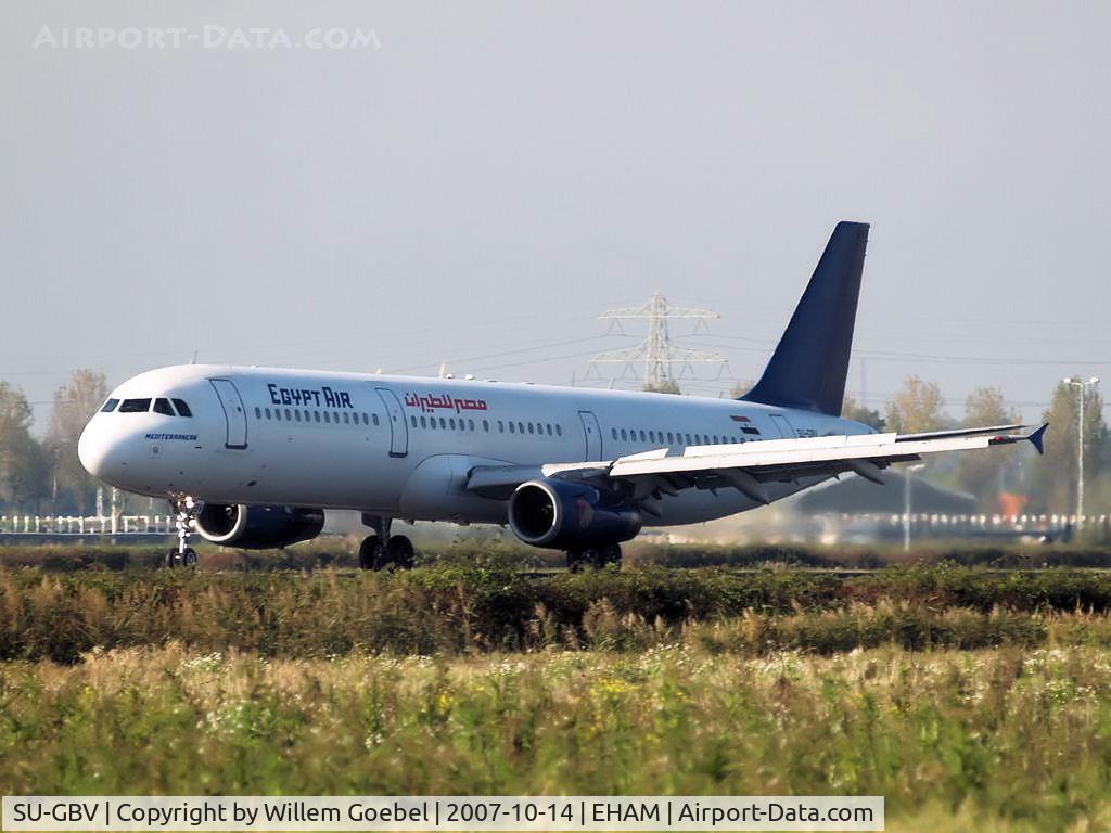 SU-GBV, 1997 Airbus A321-231 C/N 715, Landing on runway R18 of Amsterdam Airport
