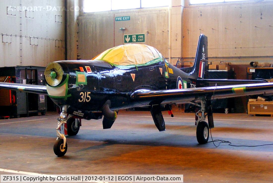 ZF315, 1991 Short S-312 Tucano T1 C/N S096/T67, inside the Aircraft Maintenance & Storage Unit hangar