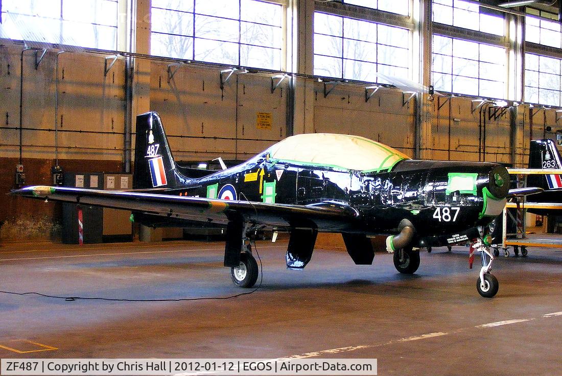 ZF487, 1992 Short S-312 Tucano T1 C/N S148/T119, inside the Aircraft Maintenance & Storage Unit hangar