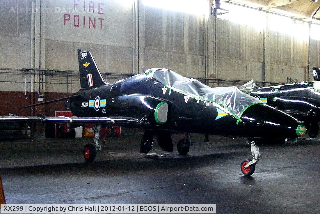 XX299, 1979 Hawker Siddeley Hawk T.1W C/N 131/312124, inside the Aircraft Maintenance & Storage Unit hangar