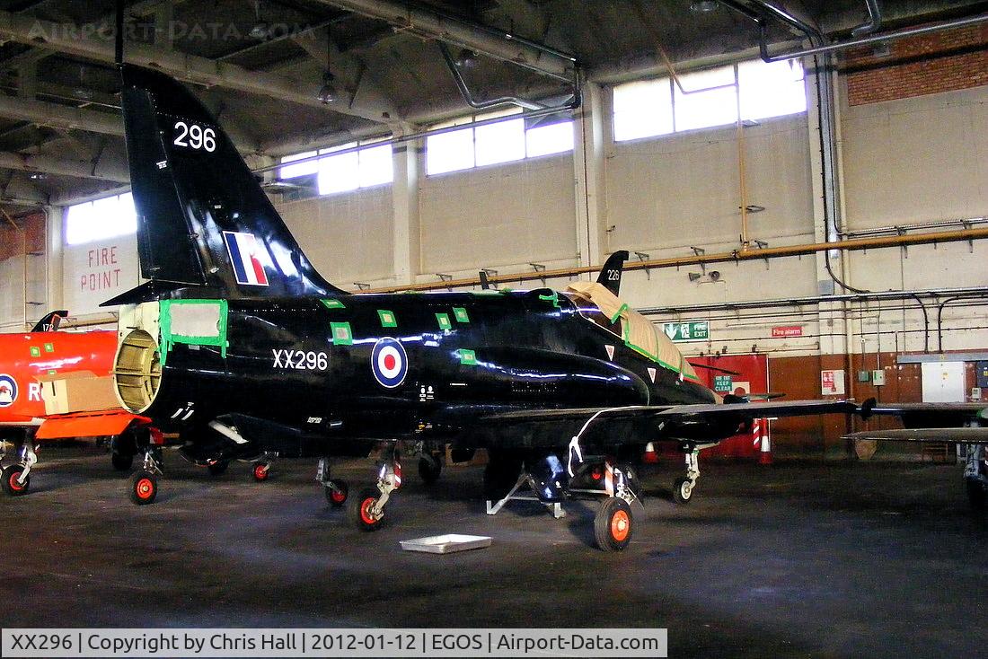 XX296, 1979 Hawker Siddeley Hawk T.1A C/N 125/312121, inside the Aircraft Maintenance & Storage Unit hangar