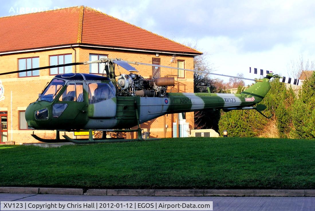 XV123, 1966 Westland Scout AH.1 C/N F9698, Preserved at RAF Shawbury