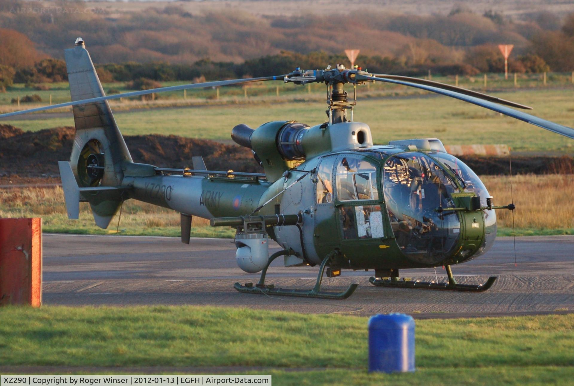 XZ290, 1976 Westland SA-341B Gazelle AH1 C/N WA1489, Wescam equiped Army Air Corps Gazelle at the fuel pumps.