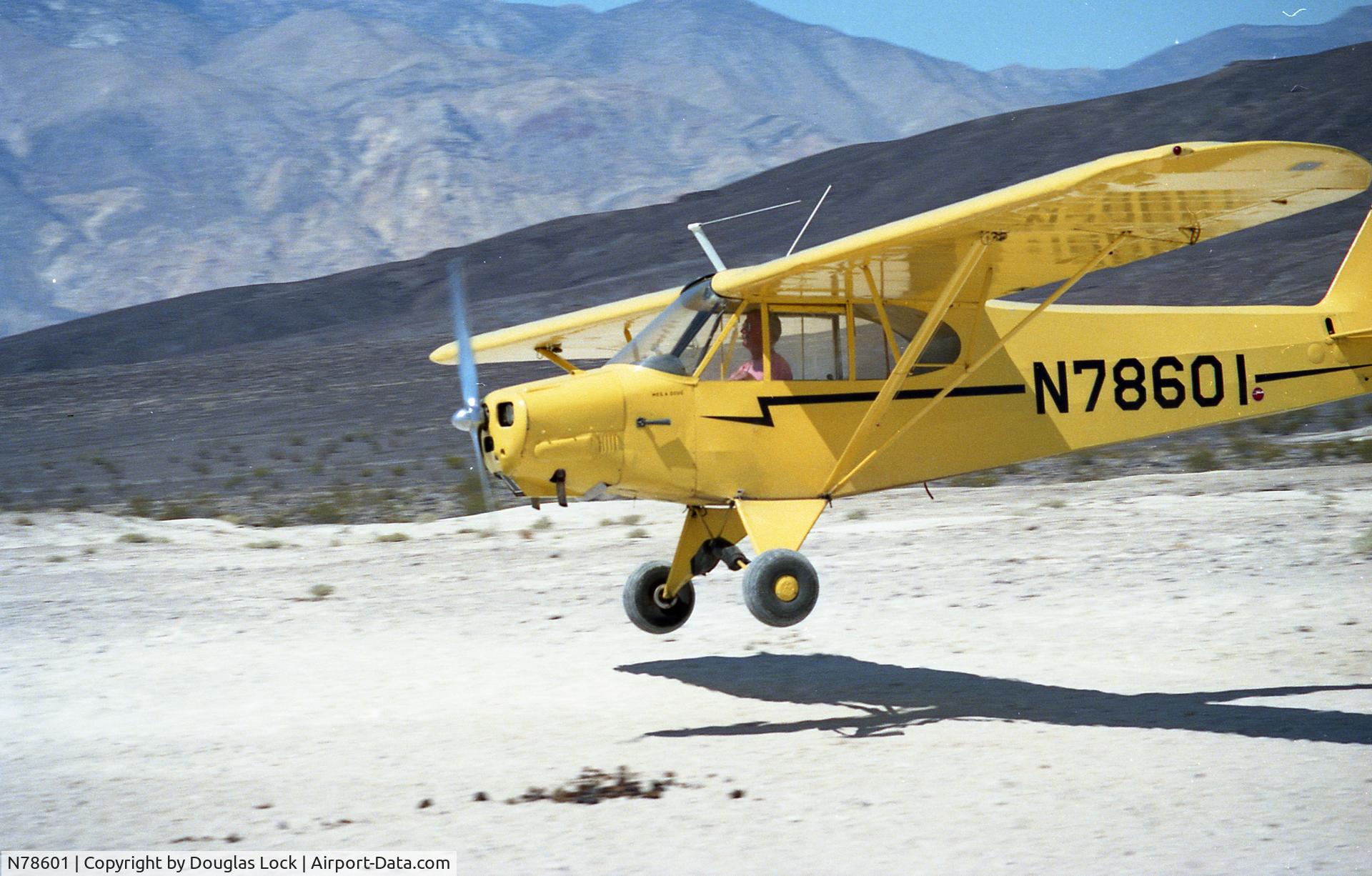 N78601, 1947 Piper PA-11 Cub Special C/N 11-1367, Landing near Death Valley 1990