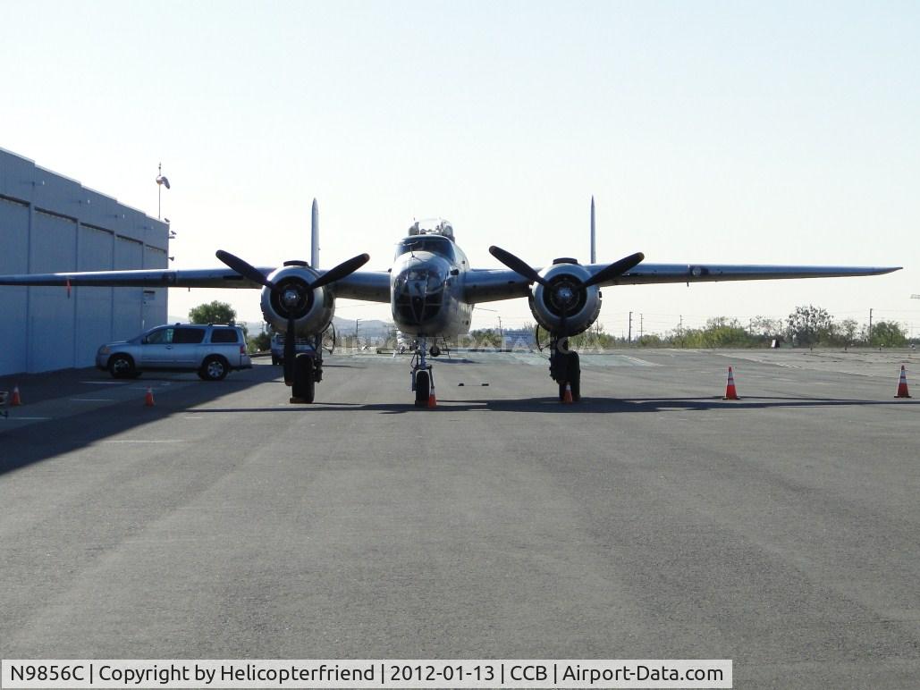 N9856C, 1943 North American TB-25N Mitchell C/N 108-35217, Almost taking up the complete parking area for the hanger