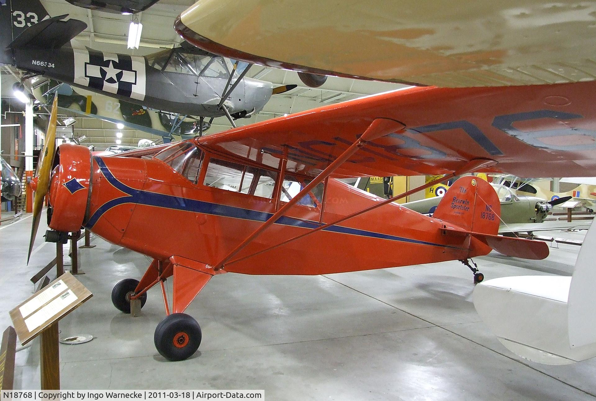 N18768, 1937 Rearwin Sportster 7000 C/N 590-S, Rearwin 7000 Sportster at the Mid-America Air Museum, Liberal KS