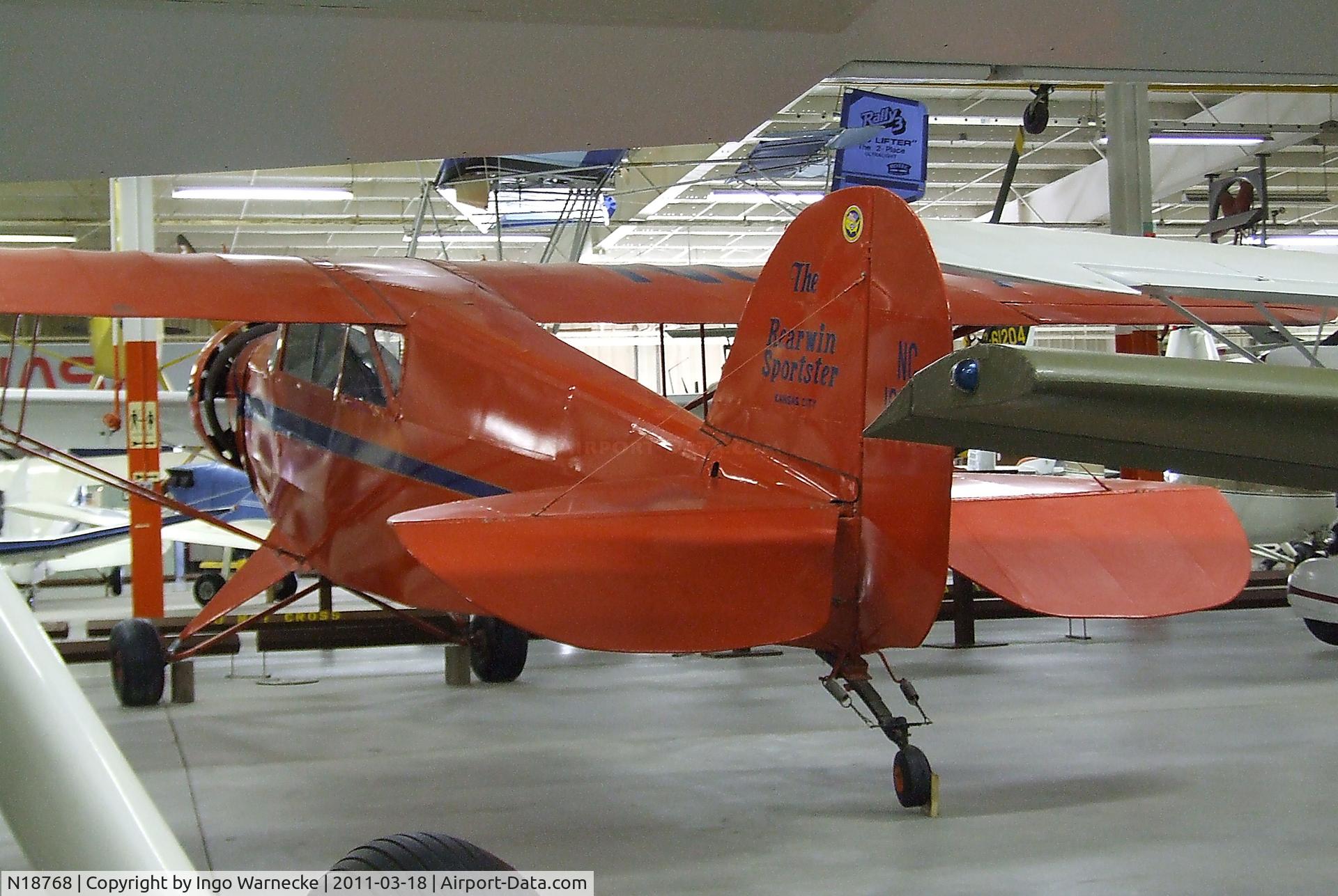 N18768, 1937 Rearwin Sportster 7000 C/N 590-S, Rearwin 7000 Sportster at the Mid-America Air Museum, Liberal KS