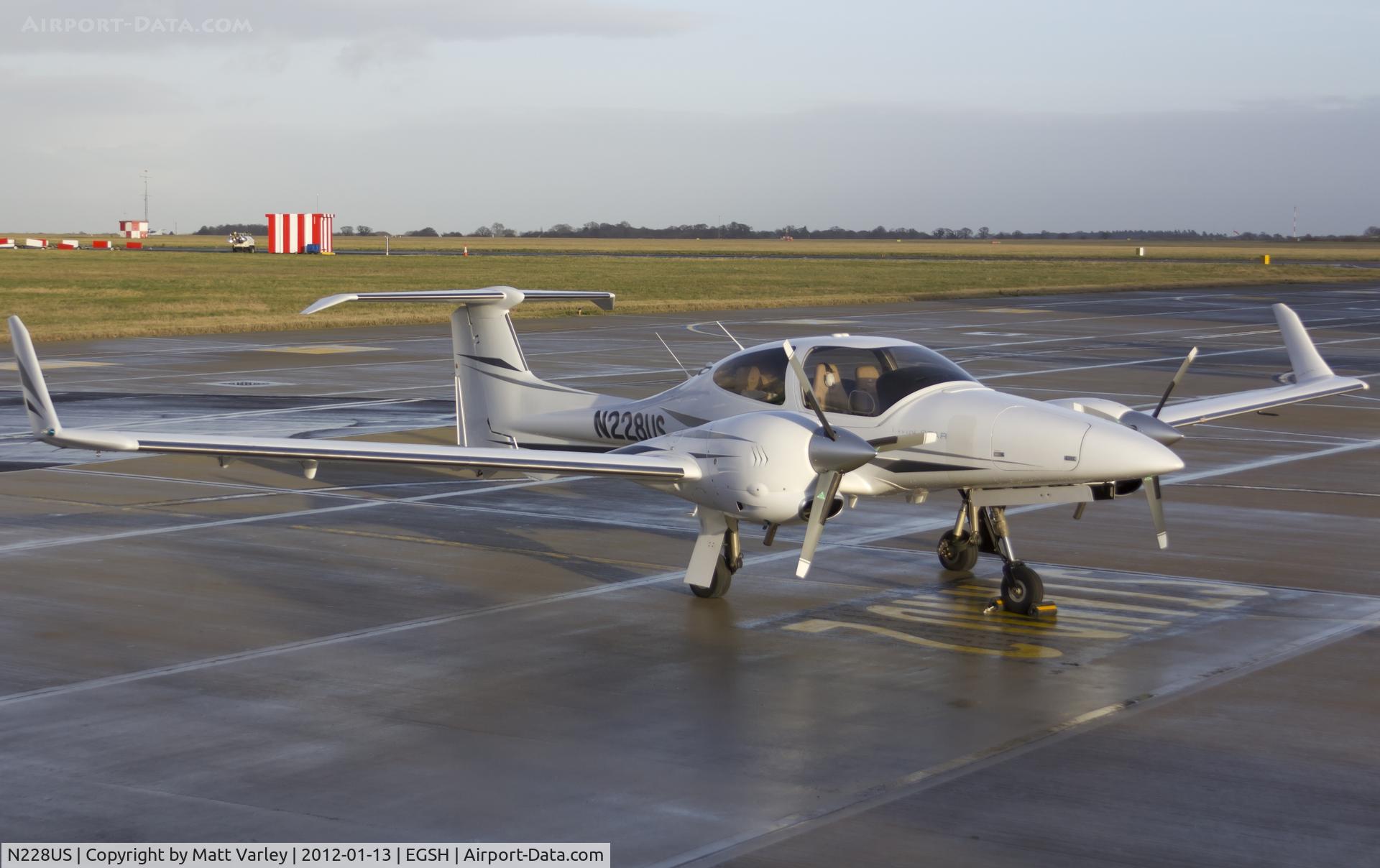 N228US, 2008 Diamond DA-42 Twin Star C/N 42.347, Sat on stand at SaxonAir.