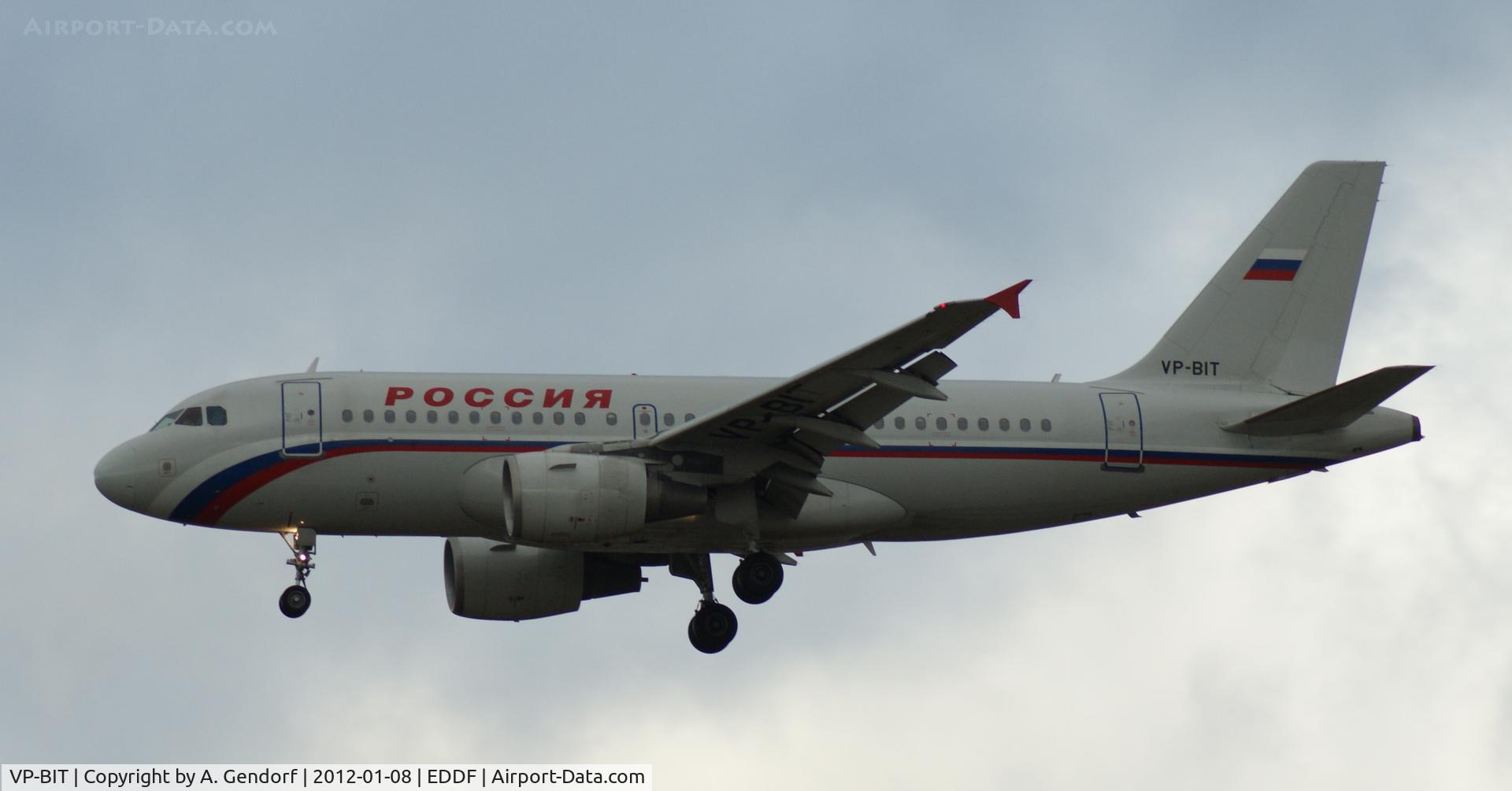 VP-BIT, 2002 Airbus A319-111 C/N 1761, Rossiya, on short finals at Frankfurt Int´l (EDDF)