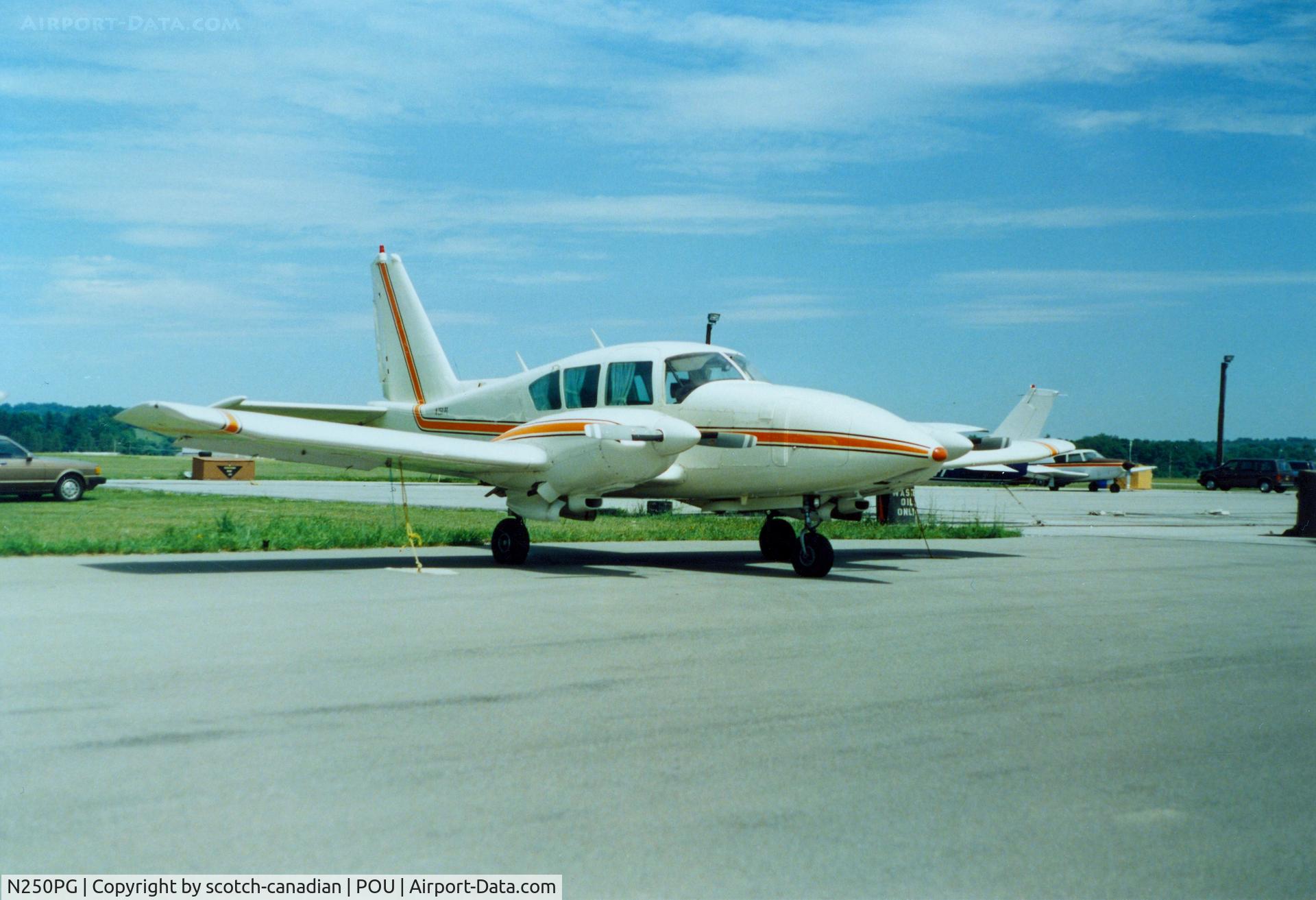 N250PG, Piper PA-23-250 C/N 277654099, Piper PA-23-250 Aztec N205PG at Dutchess County Airport, Poughkeepsie, NY - circa 1980's
