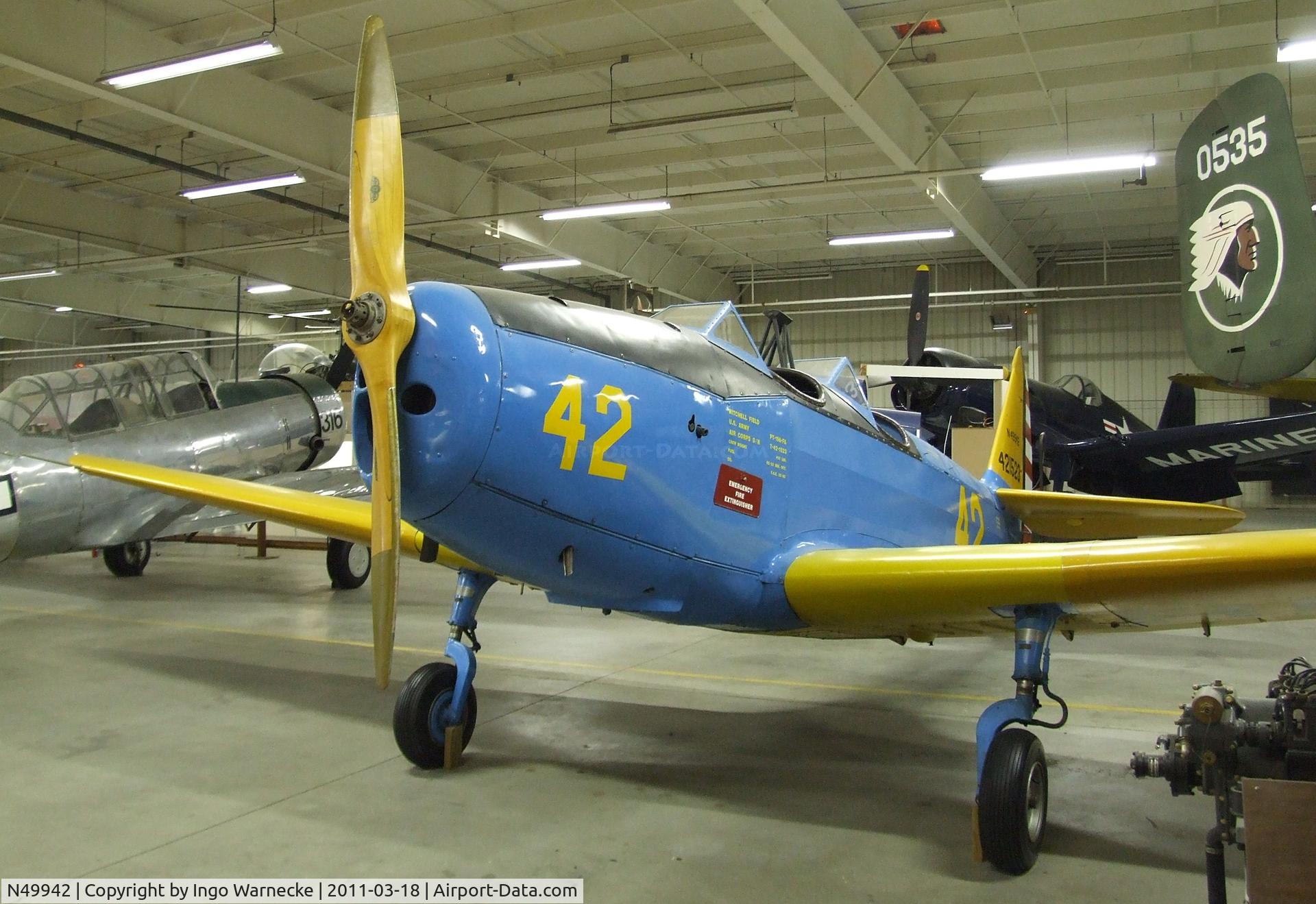 N49942, Fairchild PT-19 C/N T421523, Fairchild PT-19 Cornell at the Mid-America Air Museum, Liberal KS