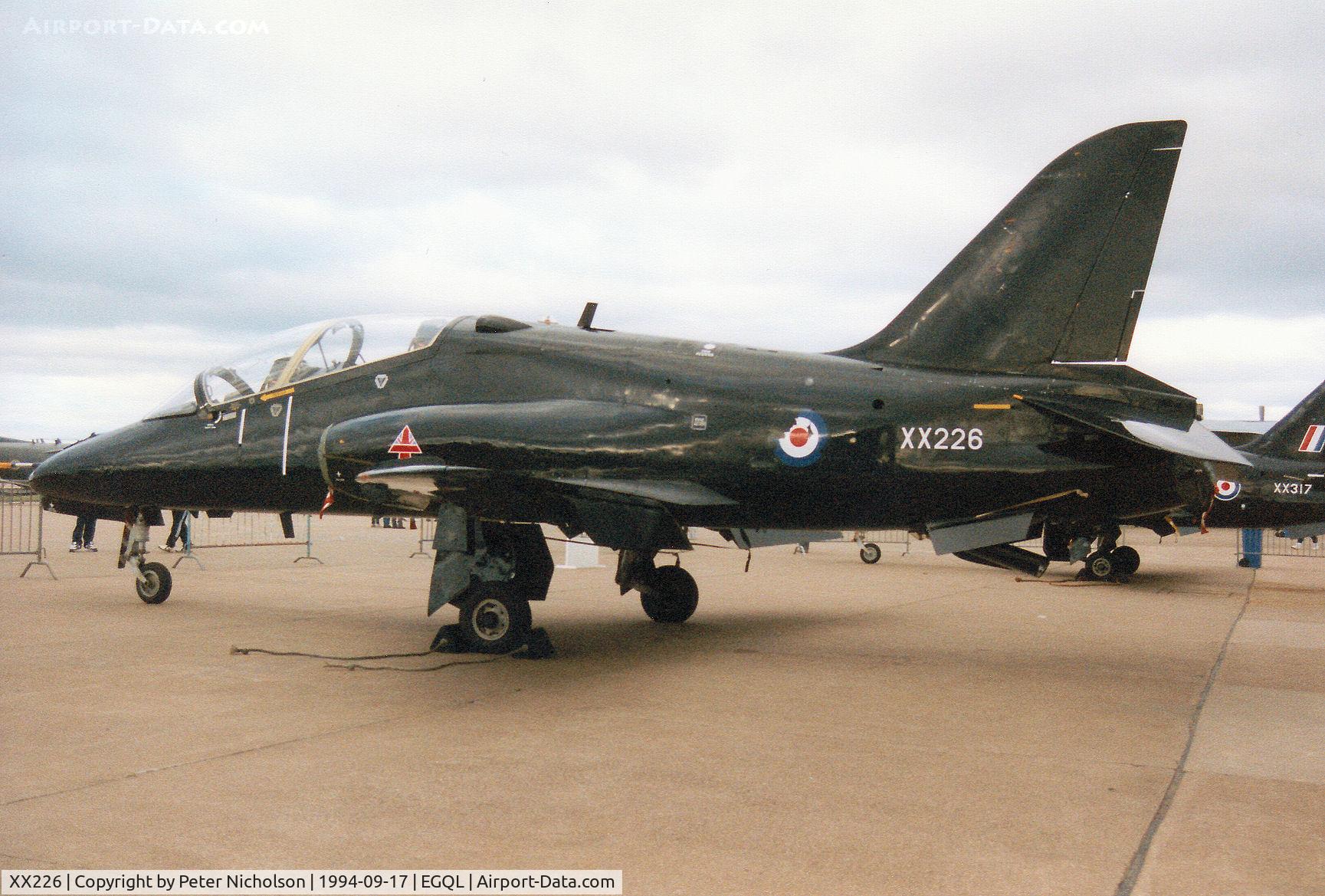 XX226, 1978 Hawker Siddeley Hawk T.1 C/N 062/312062, Hawk T.1 of 74(Reserve) Squadron on display at the 1994 RAF Leuchars Airshow.