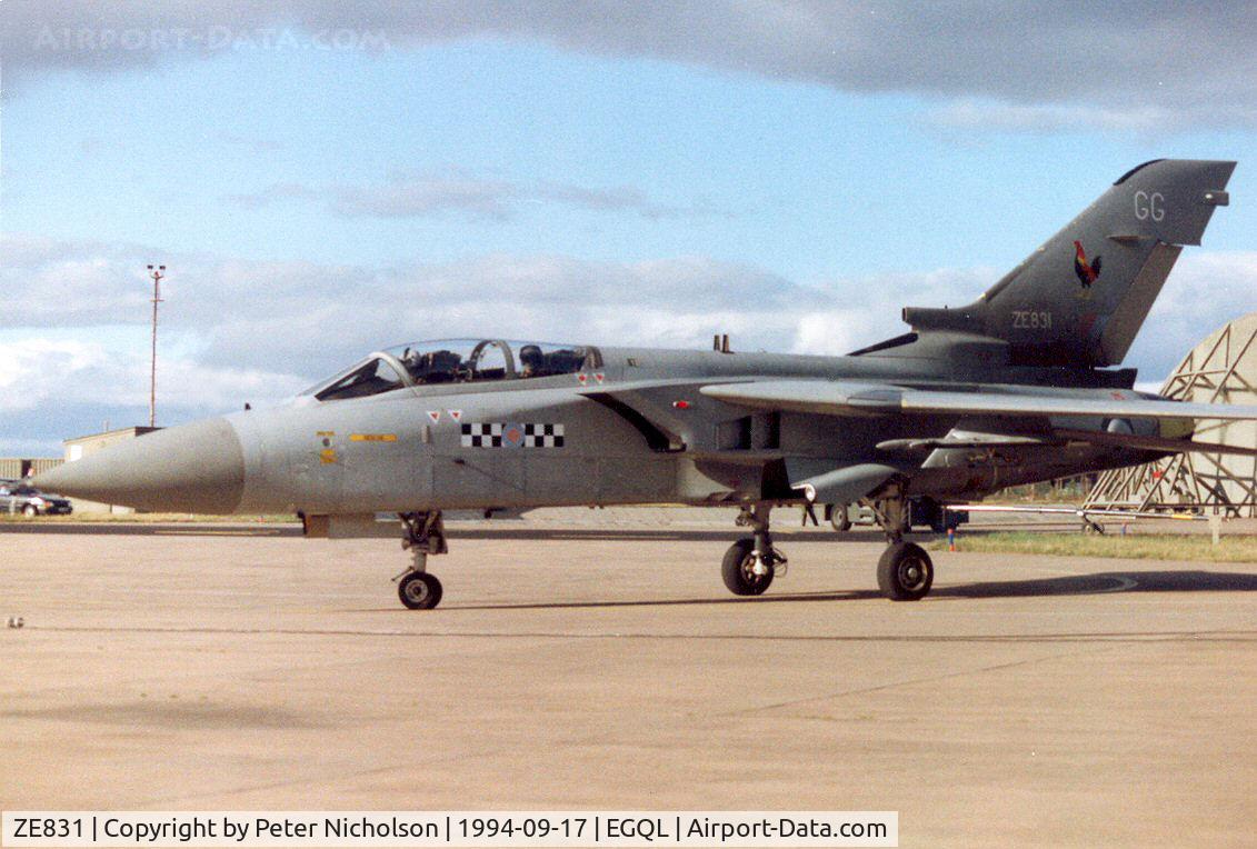 ZE831, 1988 Panavia Tornado F.3 C/N AS075/719/3328, Tornado F.3 of 43 Squadron based at RAF Leuchars returning to the Hardened Aircraft Shelters after performing at the 1994 RAF Leuchars Airshow.