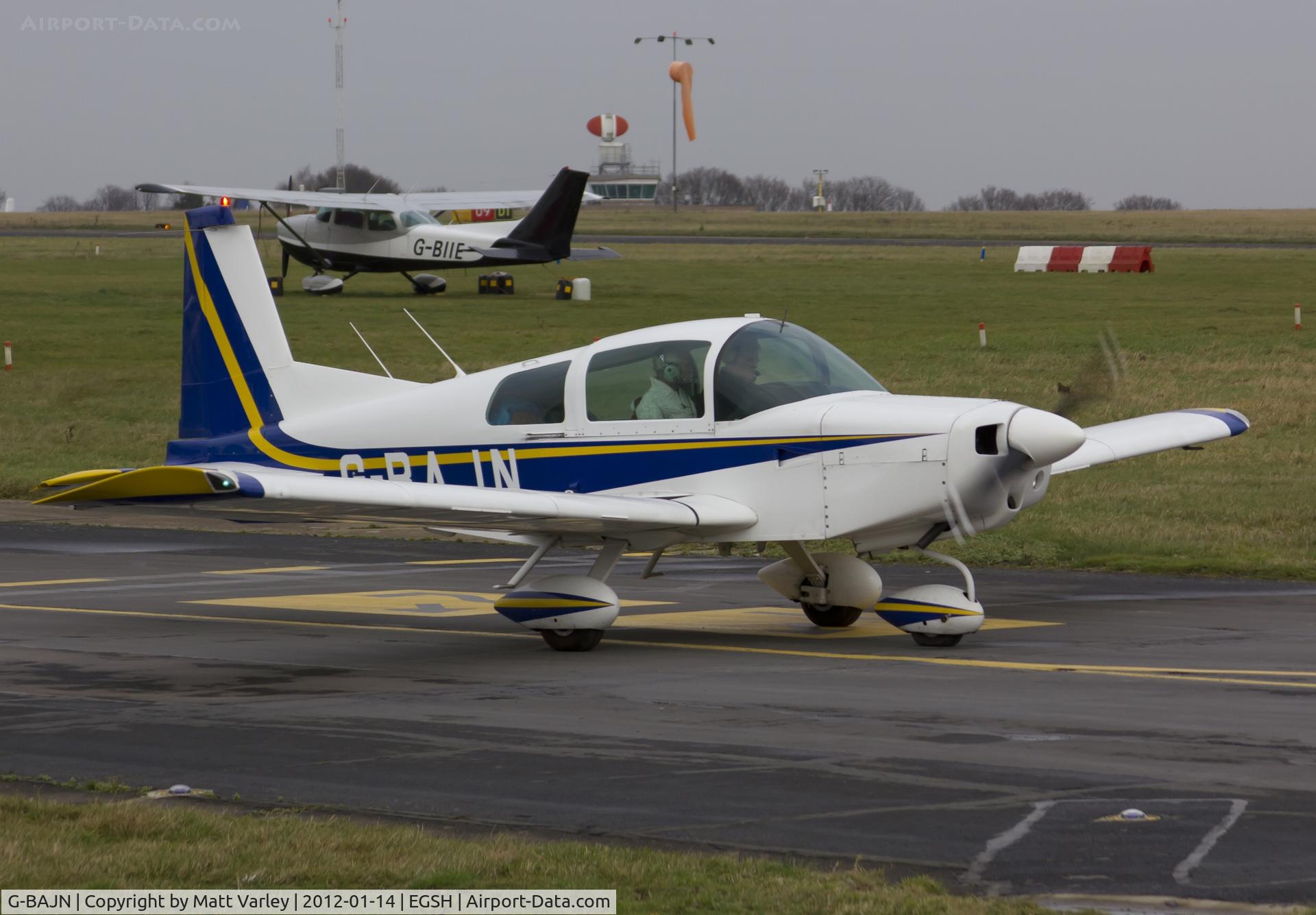 G-BAJN, 1972 American Aviation AA-5 Traveler C/N AA5-0259, Taxiing for departure.