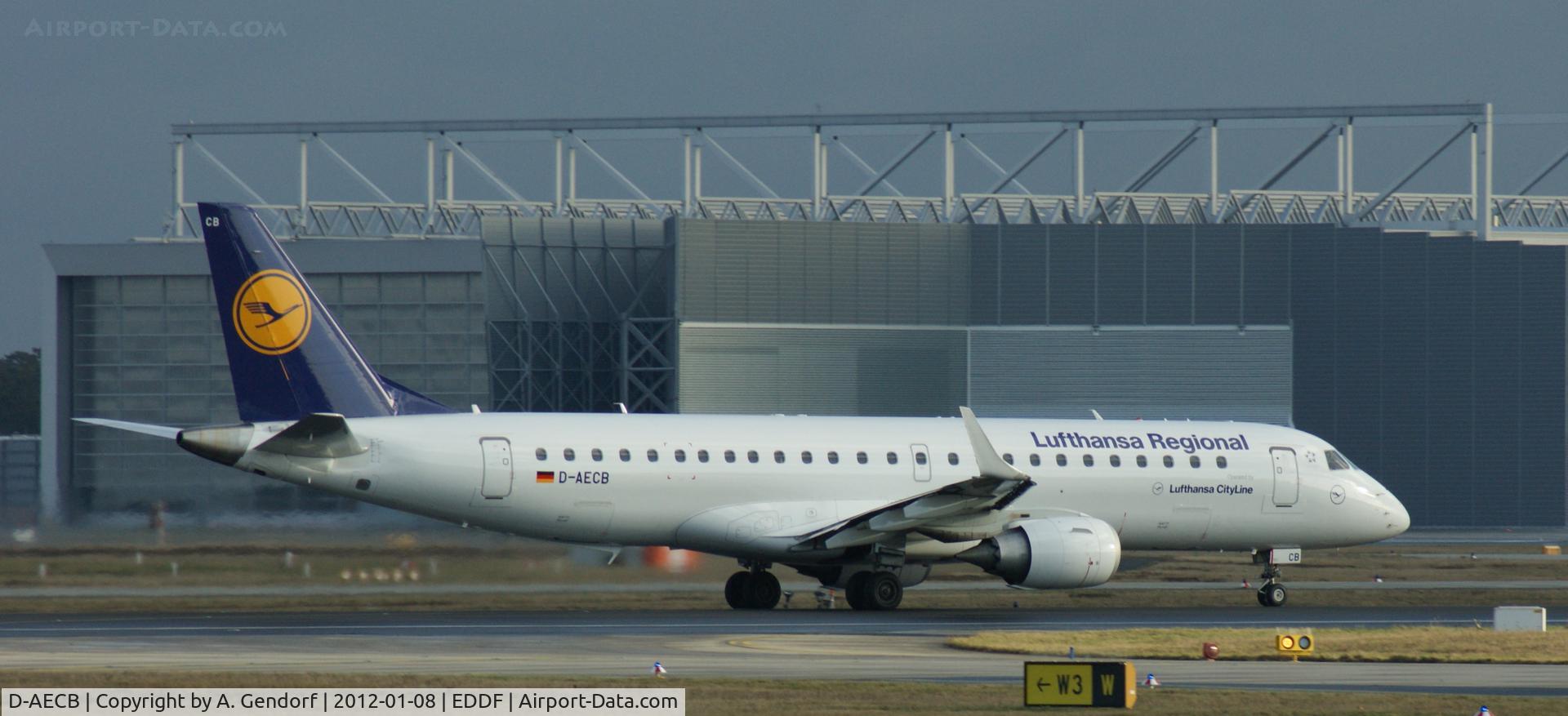D-AECB, 2009 Embraer 190LR (ERJ-190-100LR) C/N 19000332, Lufthansa CityLine, ready for take off at Frankfurt Int´l