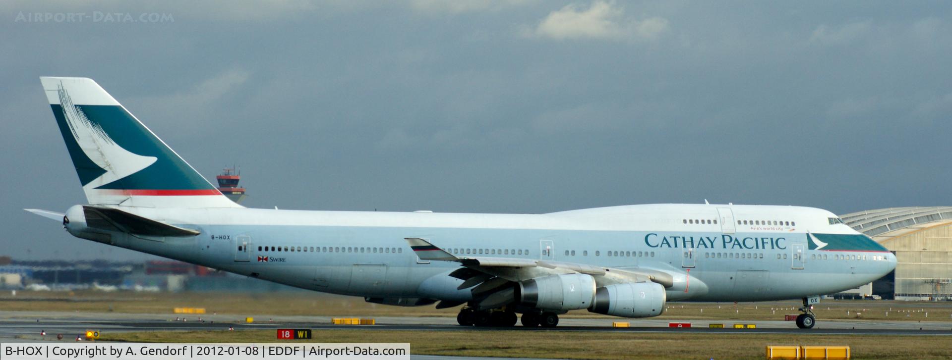 B-HOX, 1991 Boeing 747-467 C/N 24955, Cathay Pacific, waiting for take off clearence at Frankfurt Int´l (EDDF)