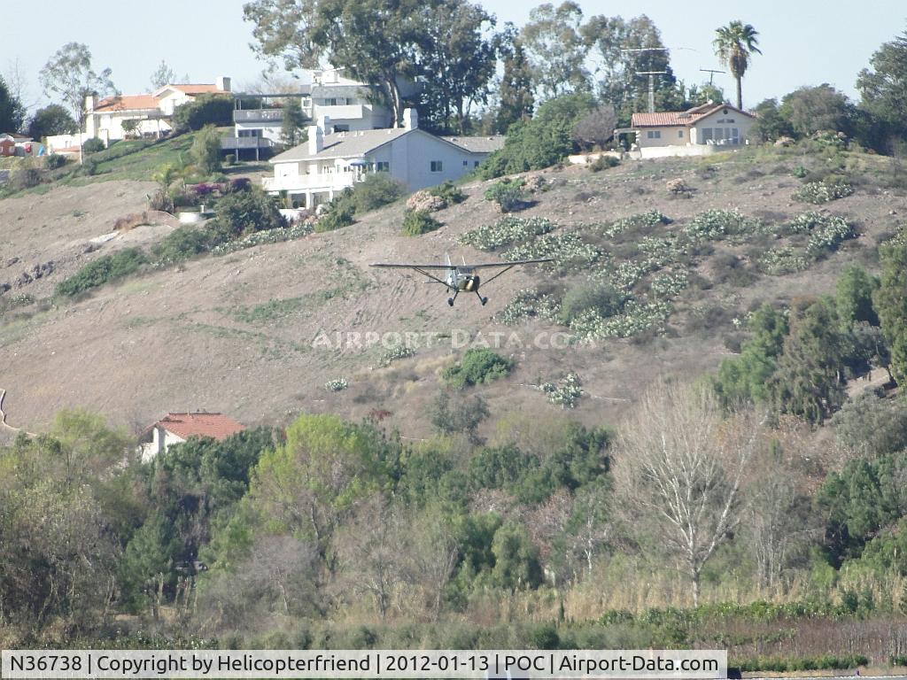N36738, 1941 Stinson 10A C/N 8138, On final for runway 8L
