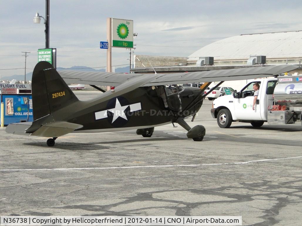 N36738, 1941 Stinson 10A C/N 8138, Starting to fuel