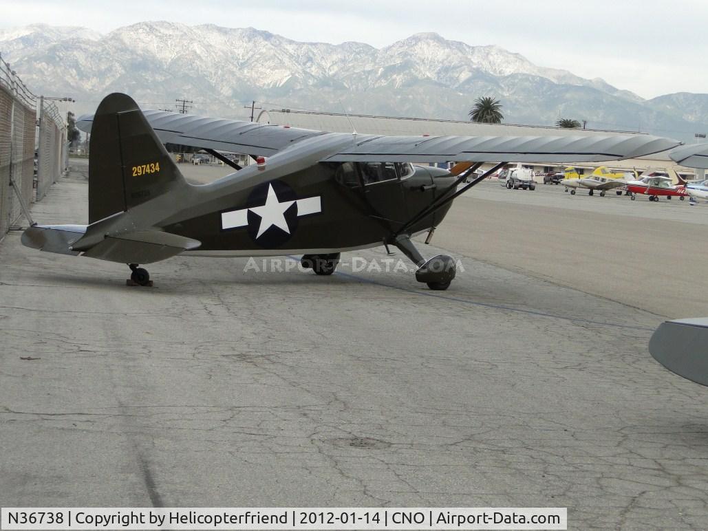 N36738, 1941 Stinson 10A C/N 8138, Parked near Yank's Air Museum waiting for the 