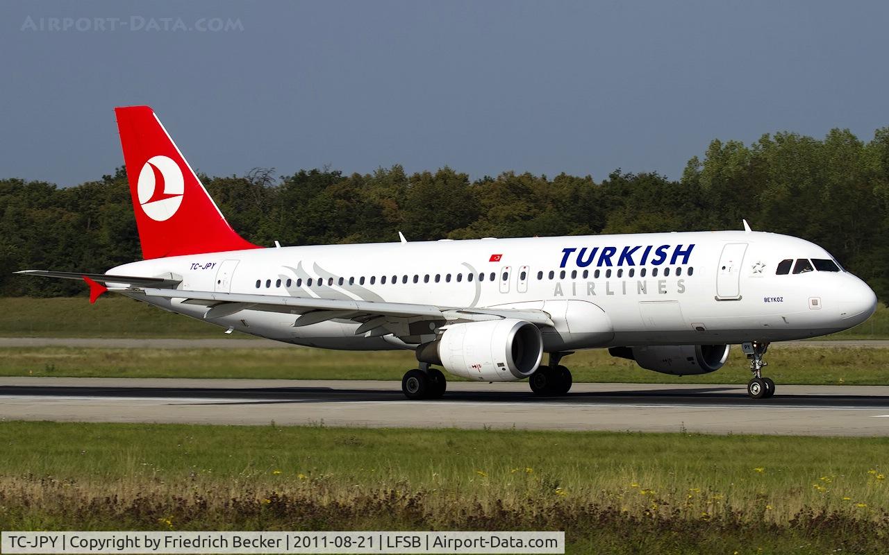 TC-JPY, 2009 Airbus A320-214 C/N 3949, departure from Basel