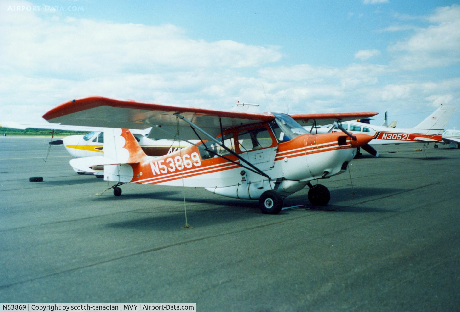 N53869, 1975 Bellanca 7GCBC C/N 893-76, 1975 Bellanca 7GCBC N53869 at Martha's Vineyard Airport, Vineyard Haven, MA - July 1986
