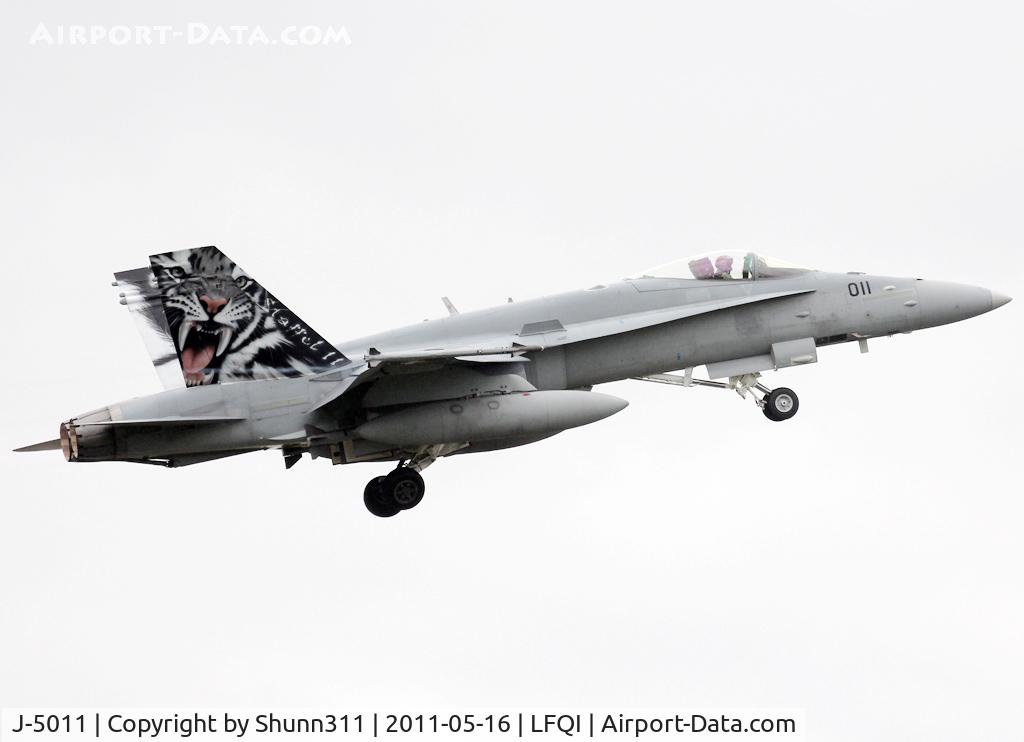 J-5011, McDonnell Douglas F/A-18C Hornet C/N 1351, On take off with special Tiger Meet 2011 c/s...