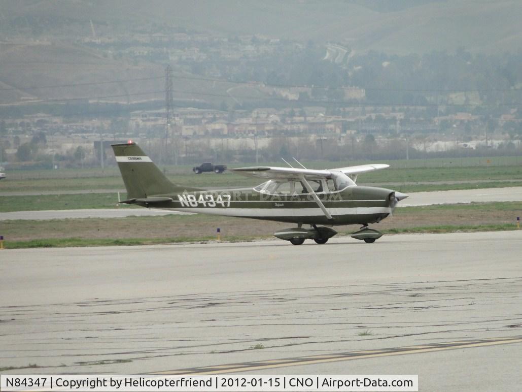 N84347, 1969 Cessna 172K Skyhawk C/N 17258434, Just landed and taxiing toward hangers