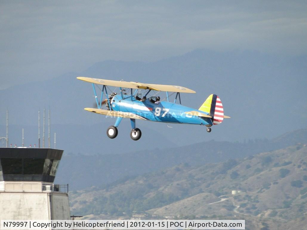 N79997, 1942 Boeing PT-17 Kaydet (A75N1) C/N 75-4266, Climbing out and westbound