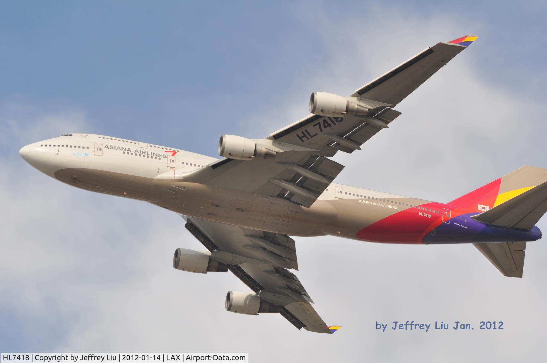 HL7418, 1994 Boeing 747-48E C/N 25780, Tookoff from LAX